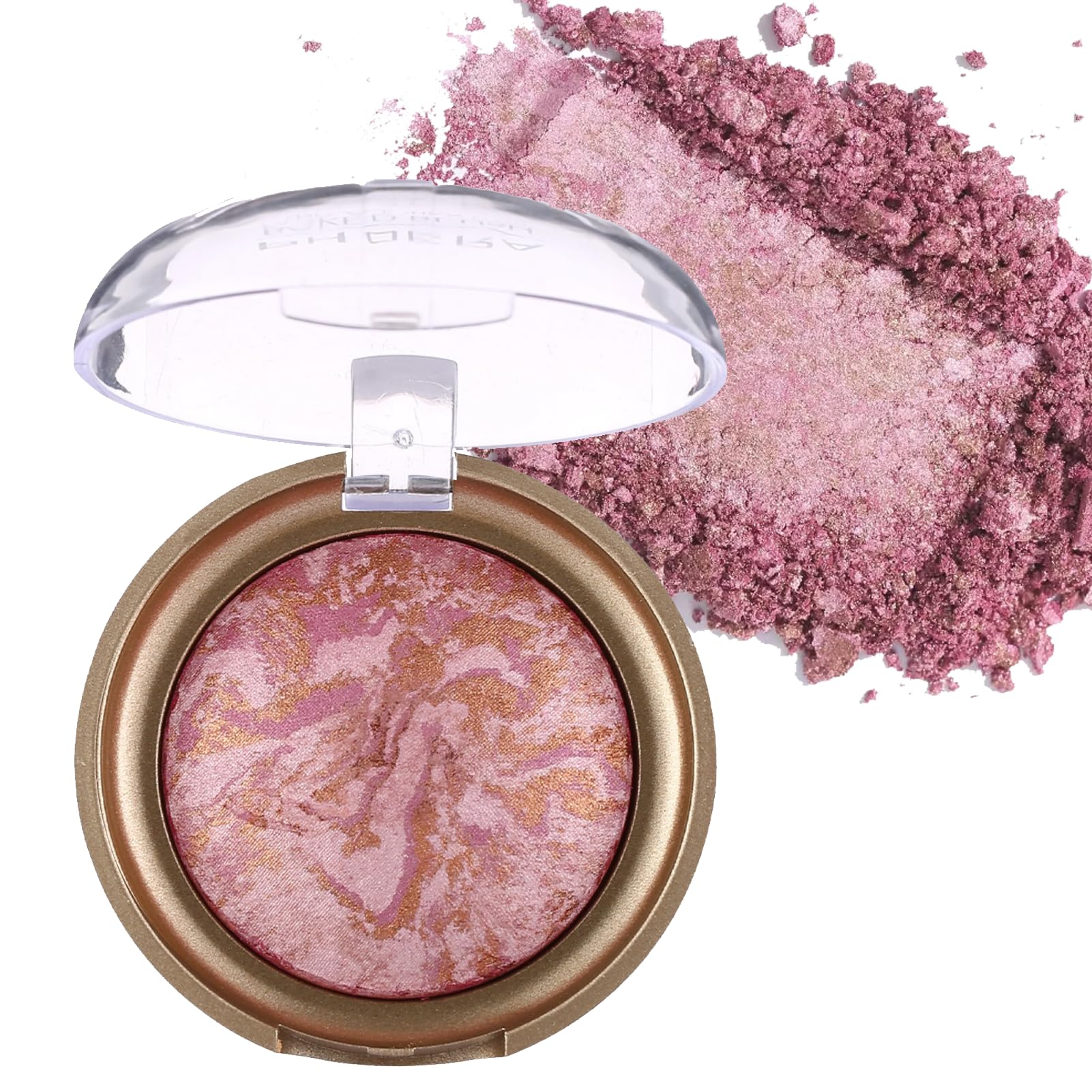 Baked Blush, Marbleized Blush for Cheeks, Shimmery Satin Finish Powder Blushes Palette, Buildable Color Natural Face Makeup Powder 202 RASPBERRY 0.32 Ounce (Pack of 1)