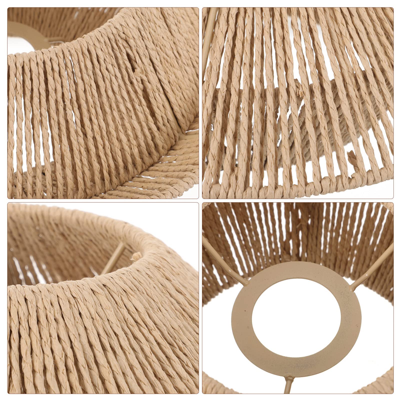 Uonlytech Paralume Lampada a Soffitto Intrecciato in Rattan Plafoniera Retro Paralume Cordato Per Lampade E27 Decorazione Interni Casa Soggiorno