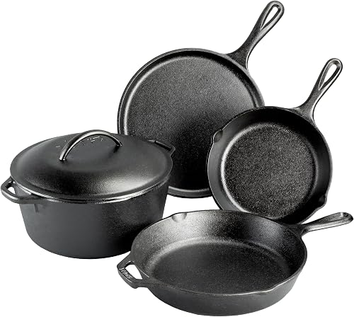 Cast Iron Set - 5-Piece Set - Pre-Seasoned Kitchen Set - Skillets, Griddle & Dutch Oven Included - PFAS-Free Non-Toxic Cookware