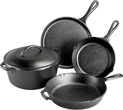 Lodge Pre-Seasoned Cast Iron 5 Piece Set, Black