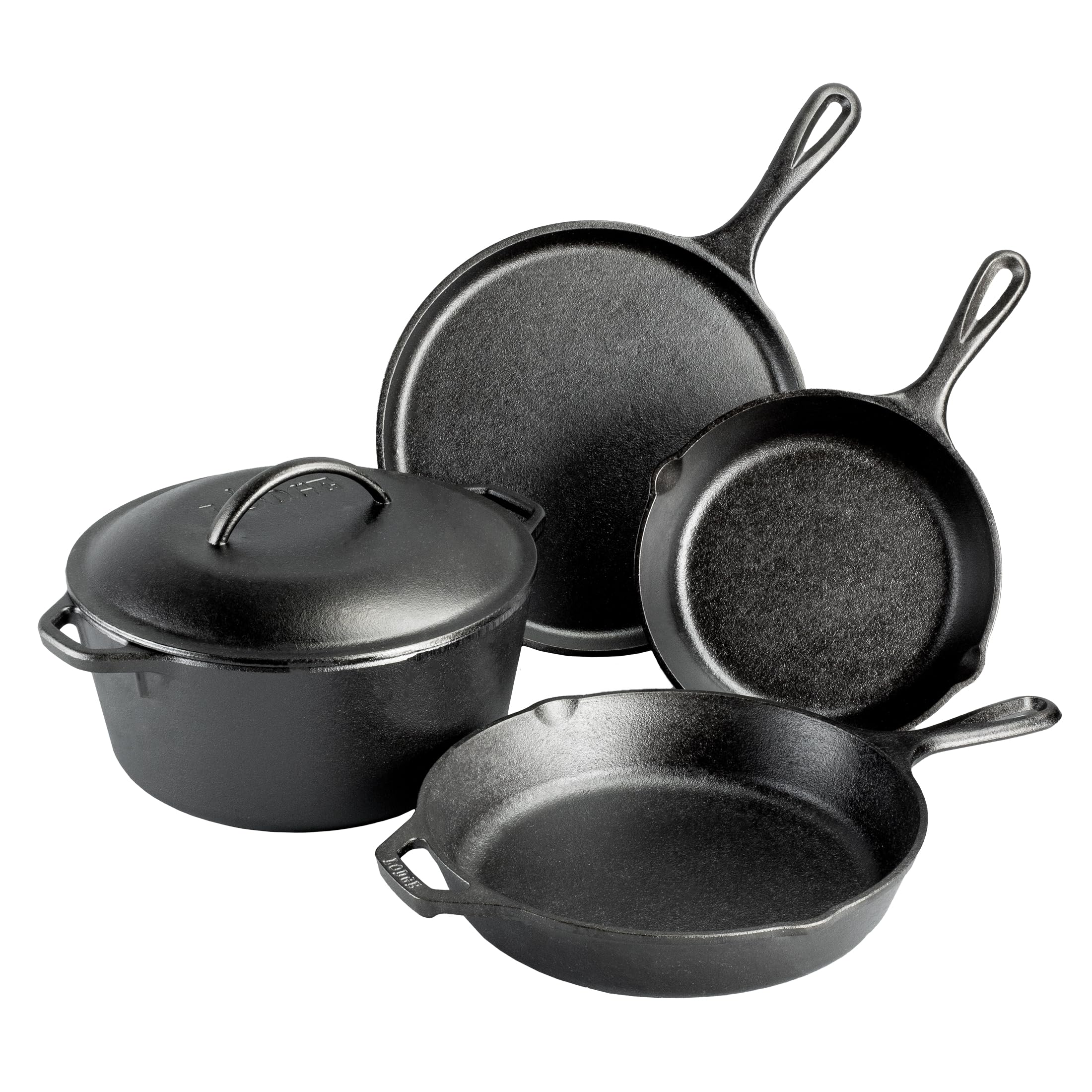 Lodge Cast Iron Set - 5-Piece Set - Pre-Seasoned Kitchen Set - Sk…