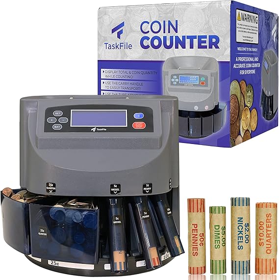 TaskFile Coin Sorter Change Roller Machine V2.0 Coin Counter Machine