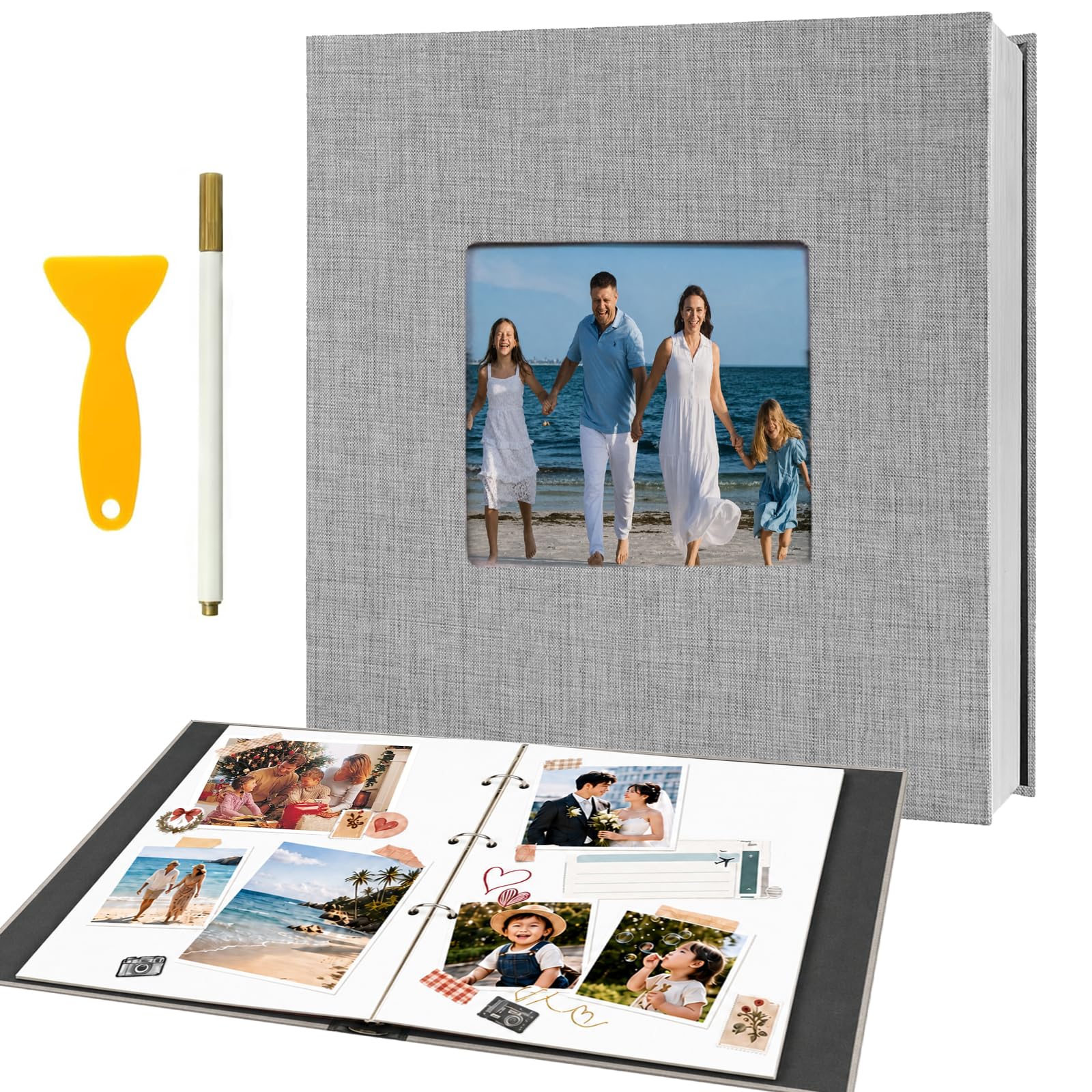 YINKIGI Photo Album Self Adhesive, 80 Pages DIY Scrapbook with Binder