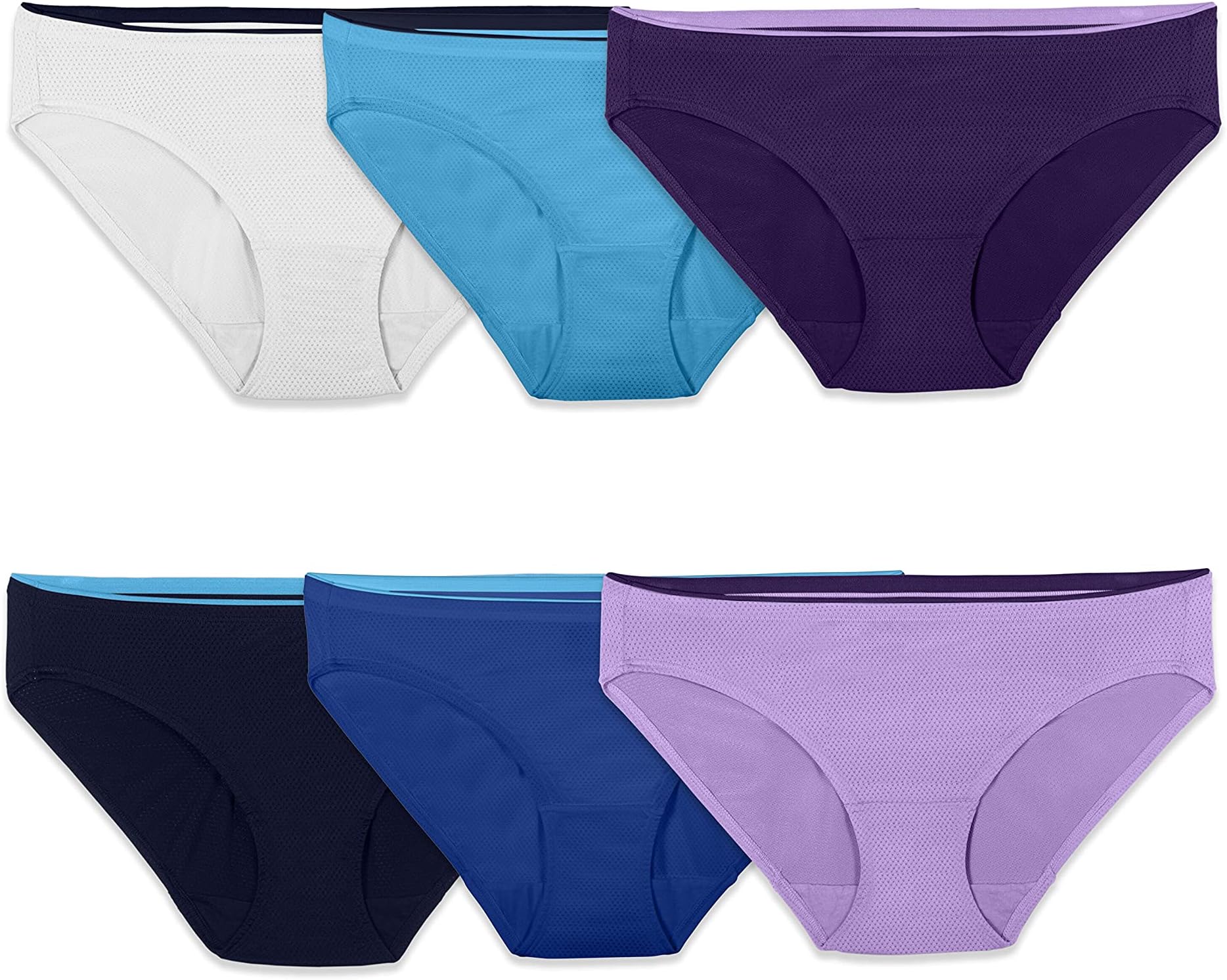 Fruit of the Loom Women's Breathable Underwear, Moisture Wicking Keeps You Cool & Comfortable, Available in Plus Size panties (pack of 10)