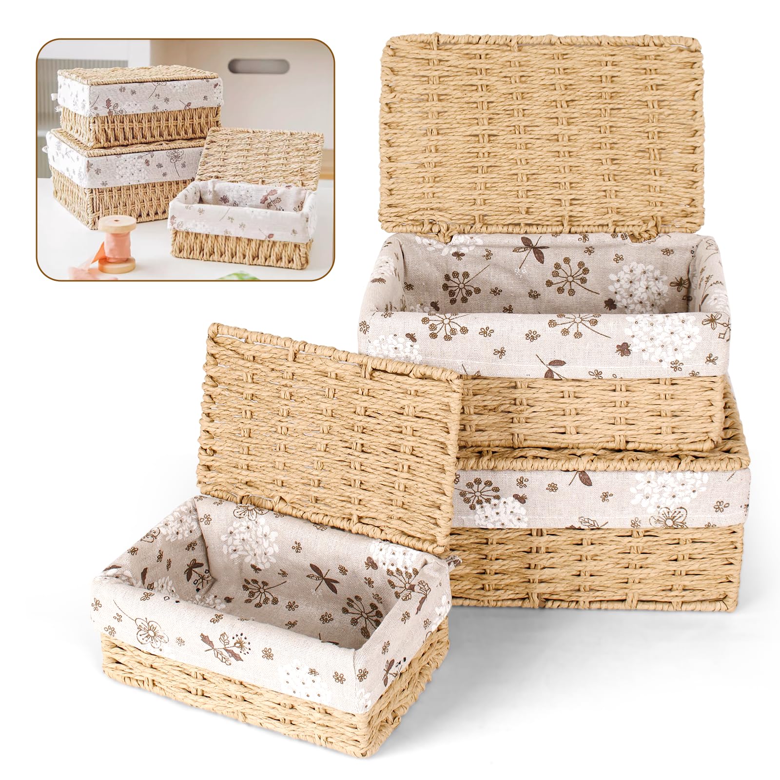 Cleafe - Set 3pz Cestini Rotondi Portaoggetti In Tessuto Rosa Per Bagno Casa Cucina 79047 86522209