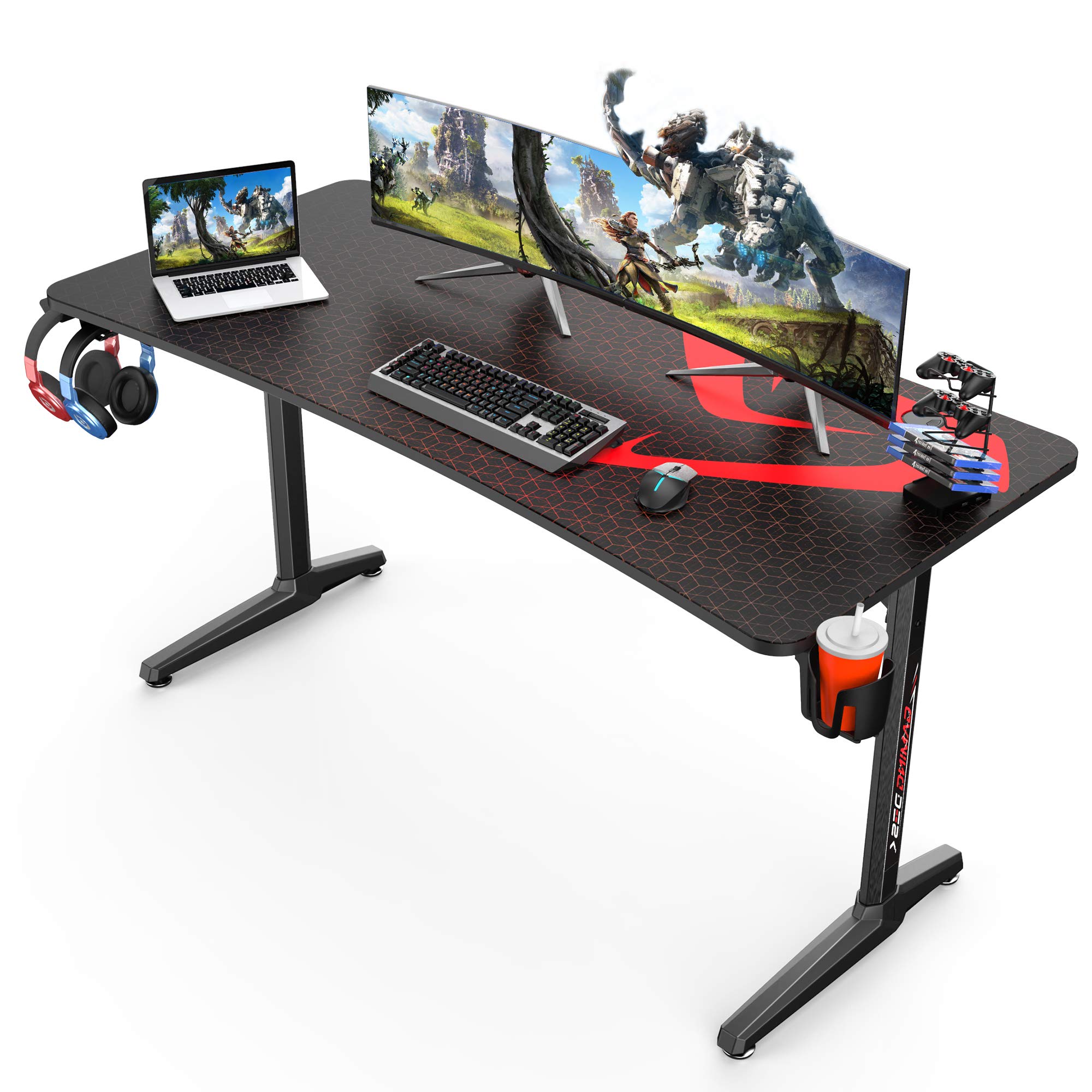 Buy Eureka Ergonomic 60'' Gaming Desk, TShaped Carbon Fiber Surface
