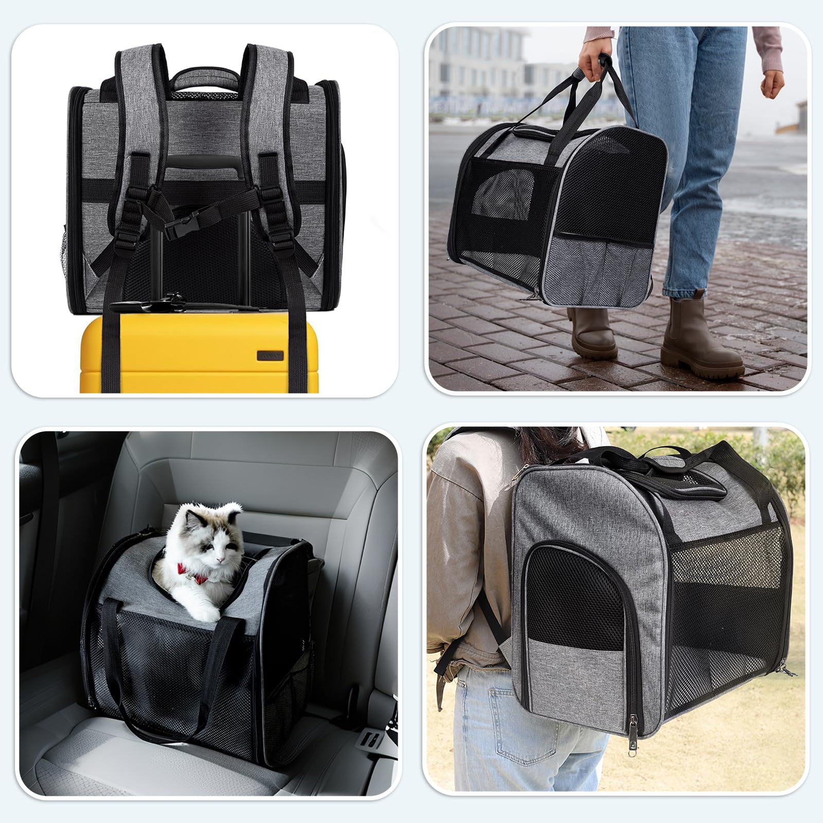 Trasportino per Cani e Gatti, Pieghevole, Per cani e gatti fino a 8 kg, Zaino da Viaggio per Animali Domestici