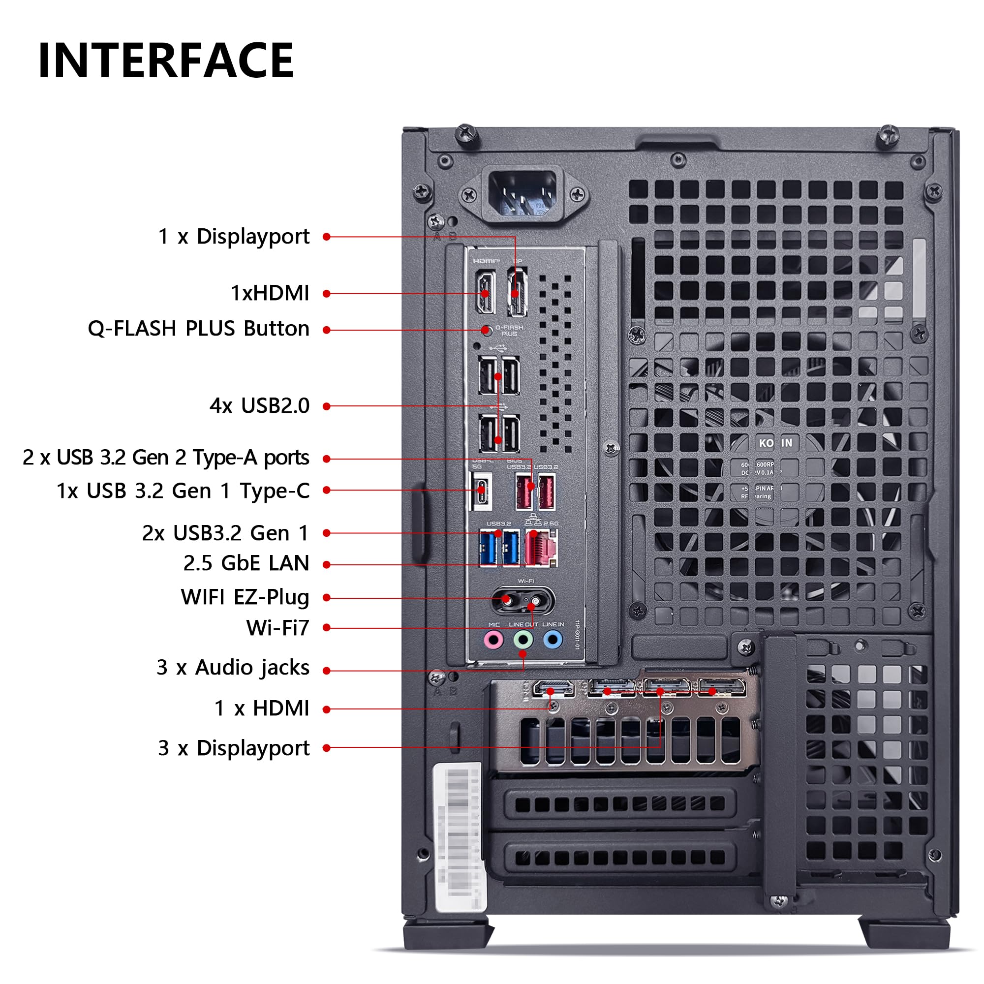 KOTIN Gaming PC Desktop, Ryzen 7 8700F, RTX 5060 Ti 8GB, 16GB DDR5, 1TB SSD | Prebuilt Gaming Tower with DLSS 4, WiFi 7, Windows 11, DDR5 6000MHz, PCIe 4.0 NVMe SSD for 1080p/1440p High-FPS Gaming image 6