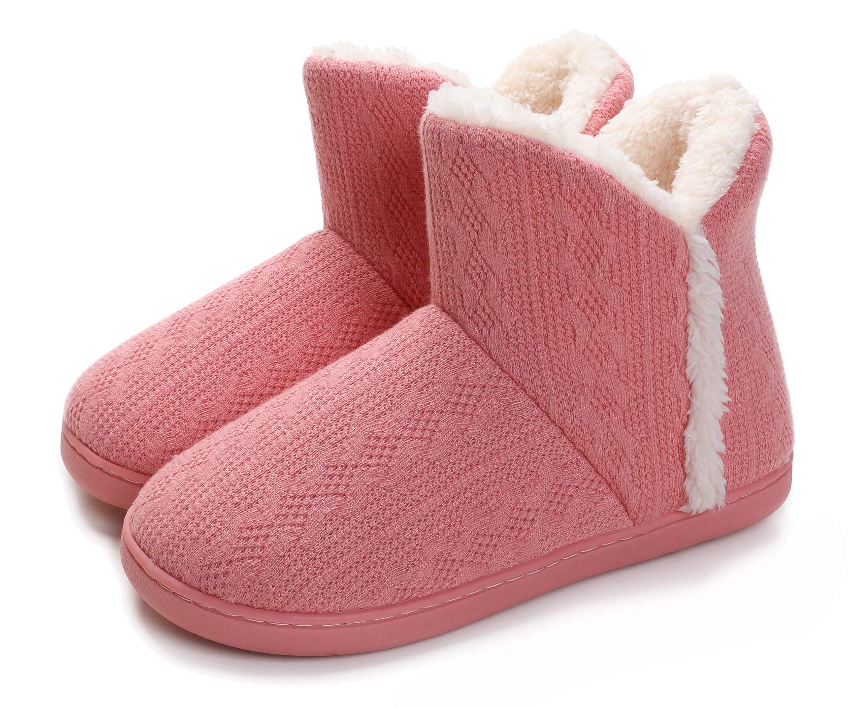 Vonluxewomens Knit Bootie Slipper Fuzzy Memory Foam House Slippers