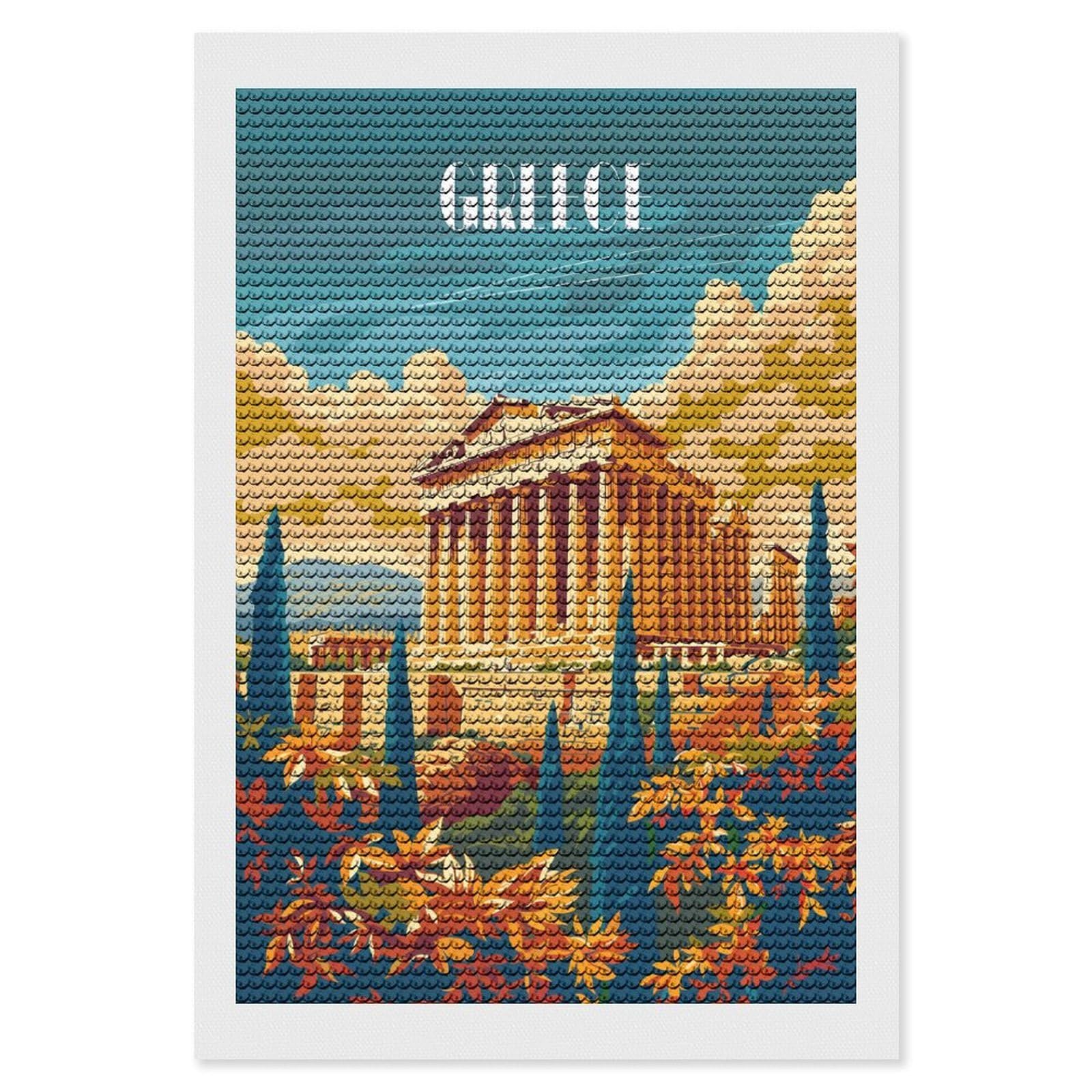 Junmoney Ancient Greece Glory Full Drill Diamond Painting Kit 8"x12", for Teens, Calming Craft to Unwind, Home Wall Decor, Christmas Gift