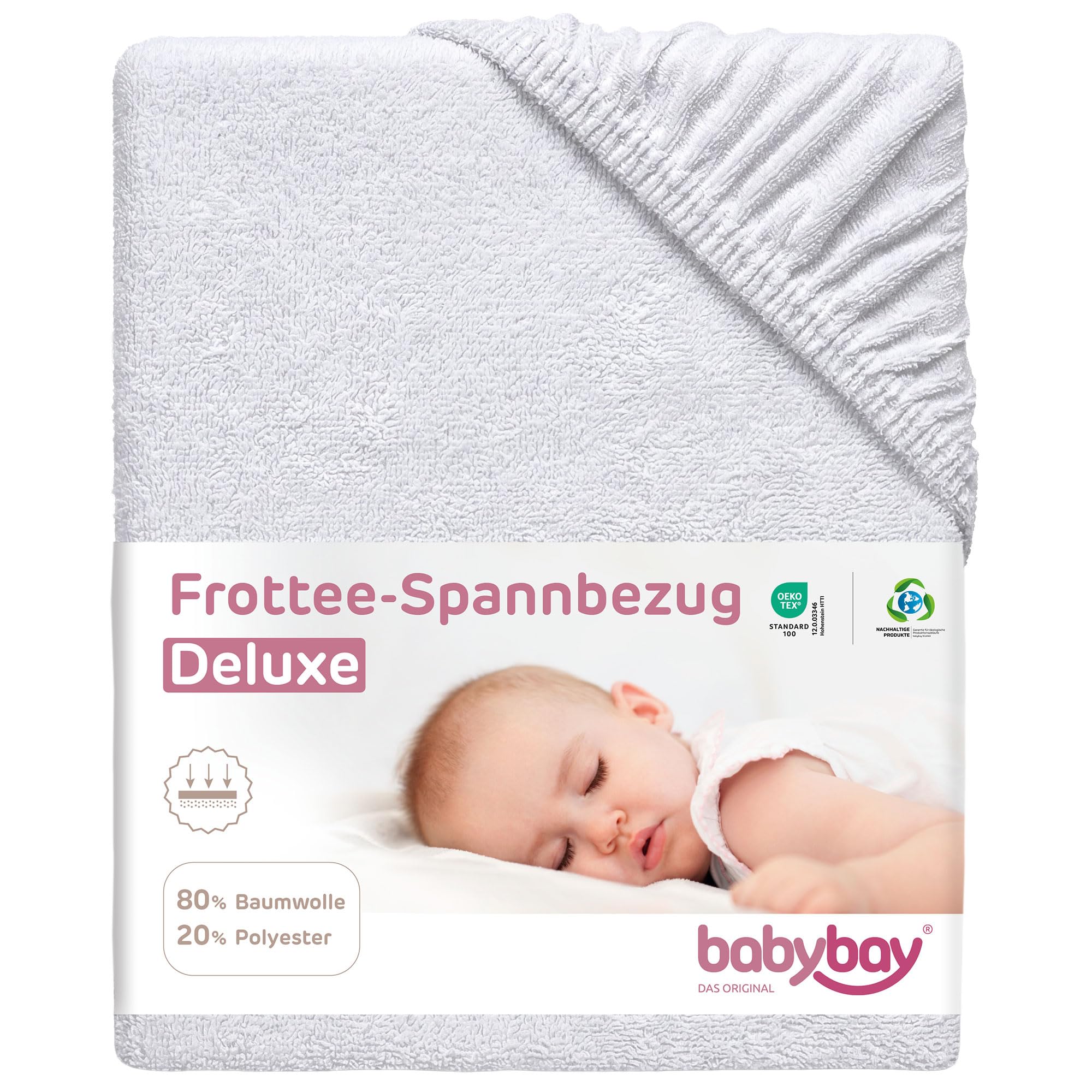 Babybay Cover with Membrane for bedside sleeper Cot, White