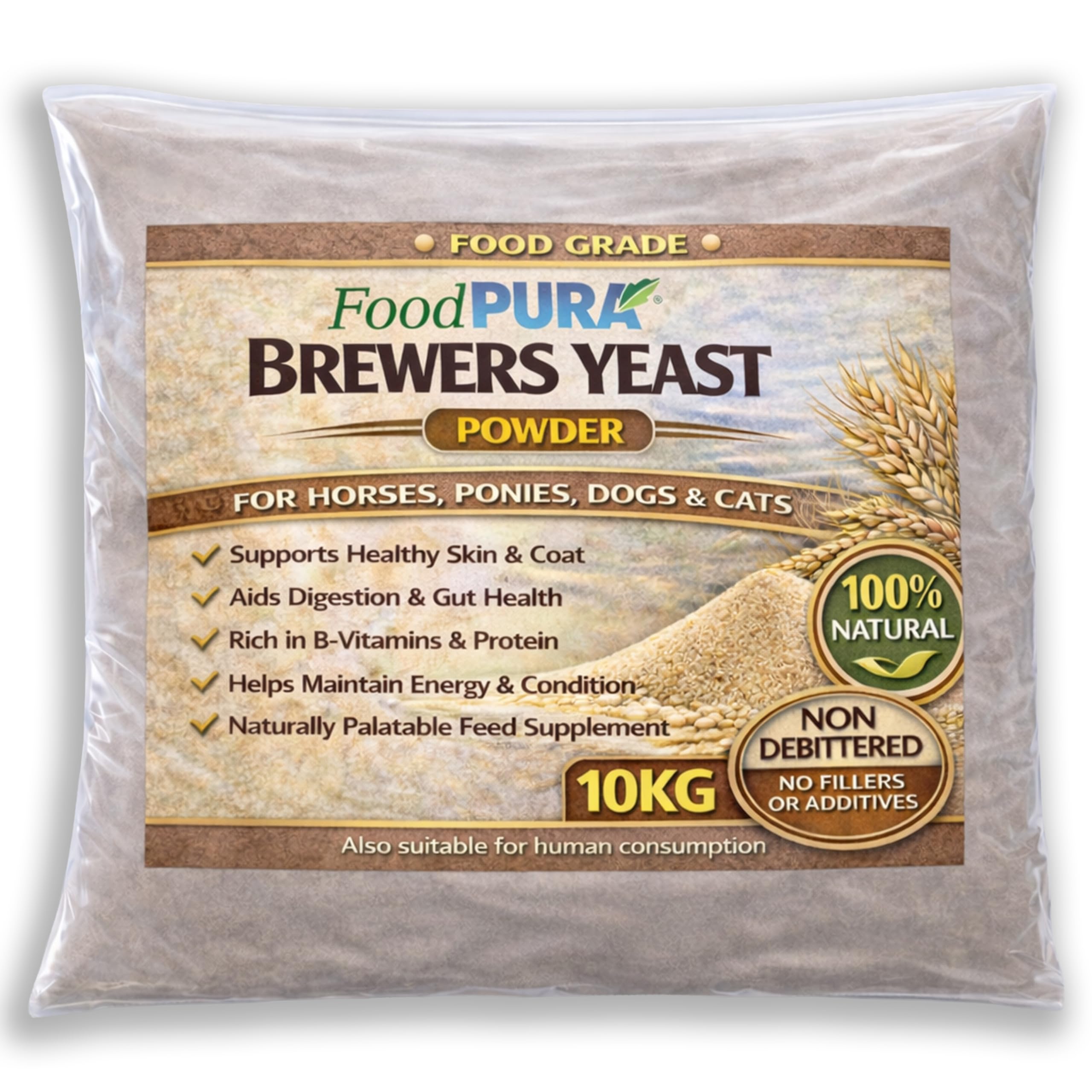 Food PURA Brewers Yeast Powder 10KG - Non De Bittered- 100% Natural, Pure, Safe & Effective - For Horses, Ponies, Dogs & Cats - Supports Healthy Skin, Coat & Digestion Human FOOD Grade! โ image 1