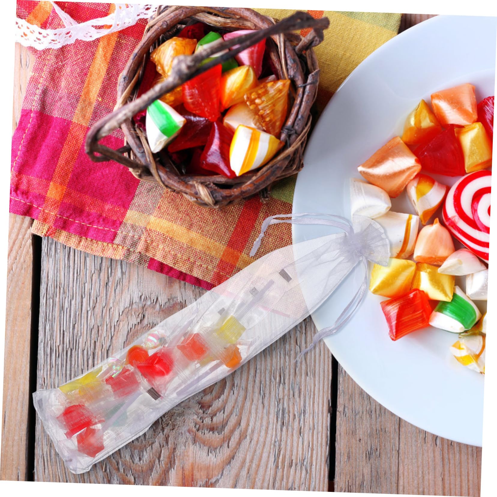 SEWOART 200stücke Organza Geschenktüten Mit Kordelzug Weiße Fächer-taschen Für Hochzeiten Partys Schmuck Und Leicht Und Langlebig Für Aufbewahrung Und Präsentation