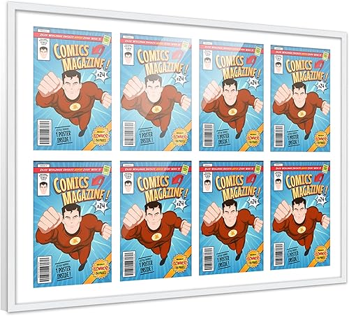 Miniatura 111 de Poster Palooza Marco de cómic con paspartú para 4 cómics de la era actual publicado después de 1985, marco de cómic negro para cómics de 6.875 x