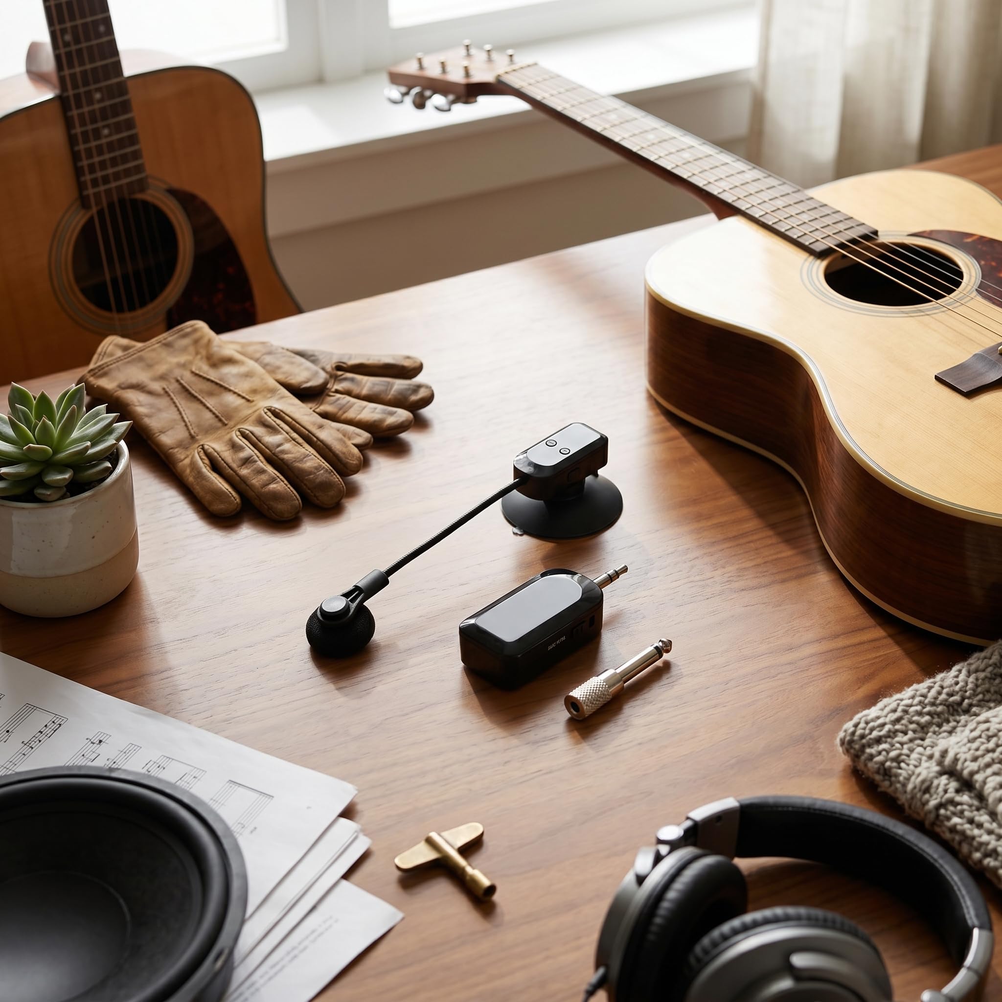 Cocoarm Microfono per Strumenti Wireless, Microfonico Portatile 2.4G per Chitarra, Violino e Fisarmonica con Acquisizione Accurata del Suono e Portata Wireless di 100 Piedi
