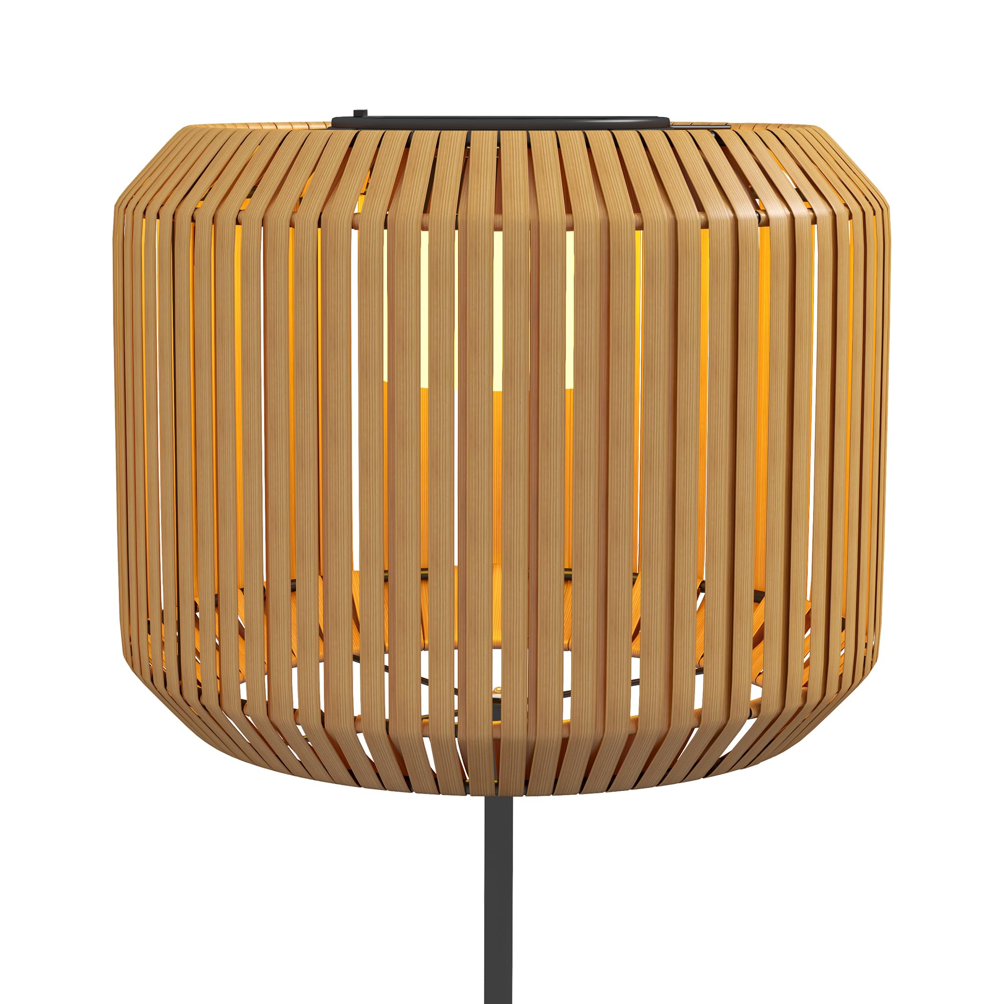 Outsunny Lampada Solare da Giardino con LED a Illuminazione e Accensione Automatica, Lampada da Esterno in Rattan PE e Acciaio, Ø34x130 cm, Giallo