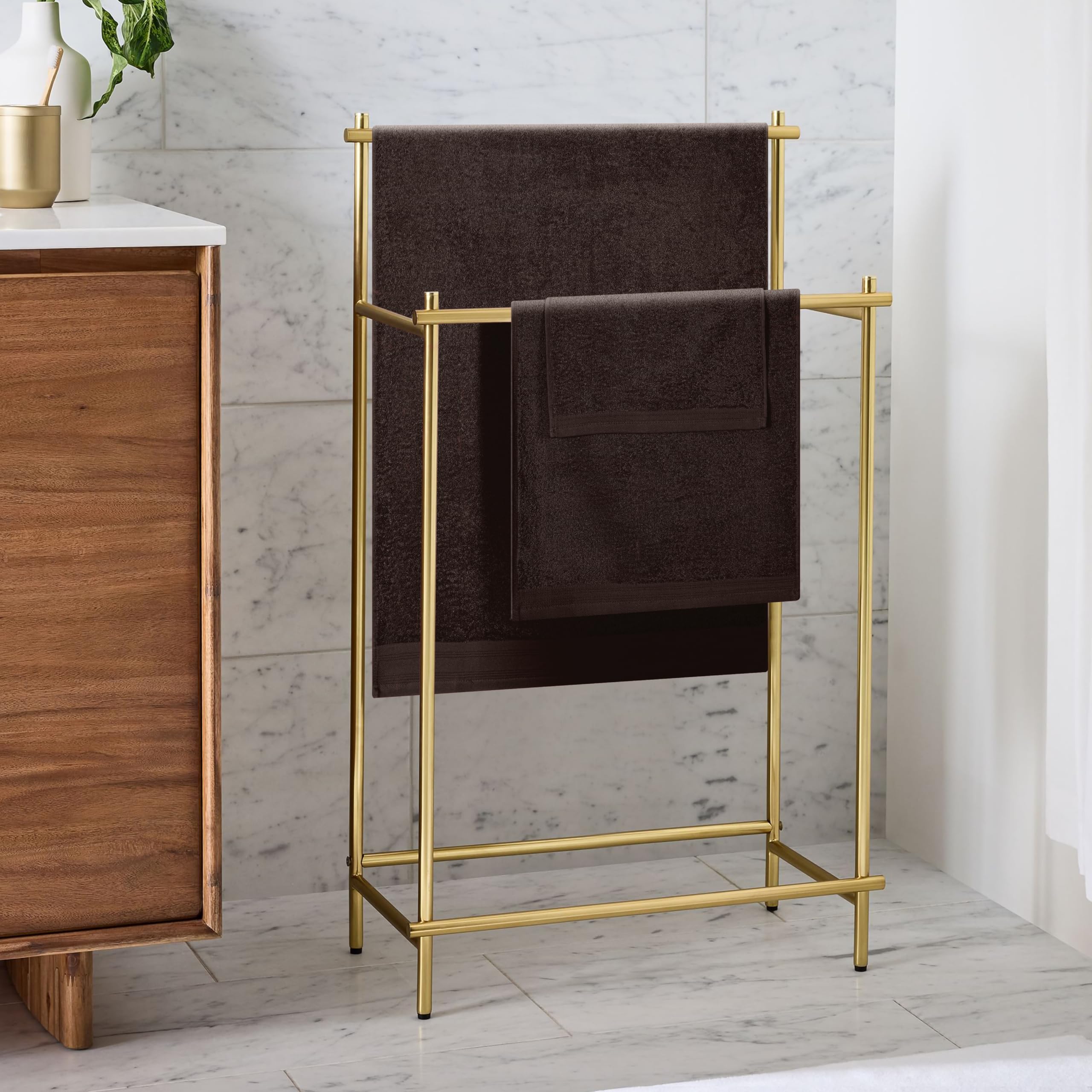 MALLONI HOME Ultra Soft zestaw 3 ręczników bawełnianych, zawiera bardzo duże ręczniki kąpielowe 70 x 140 cm, a ręczniki 40 x 60 cm i pościel 30 x 30 cm, brązowy