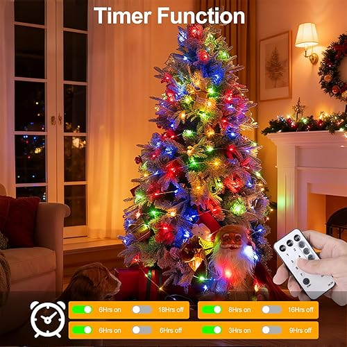 Miniatura 5 de OGORI - Luces de Navidad de 262 pies para exteriores, 1000 luces LED multicolor, guirnalda de luces de hadas con 8 modos, control remoto y Varios