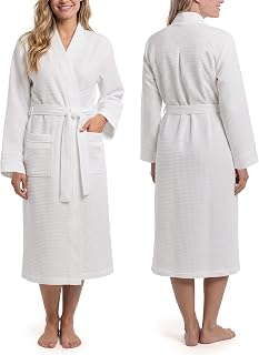 NYThreads Cotton Blend Waffle Robe for Women, Lightweight Full-Length Bathrobe