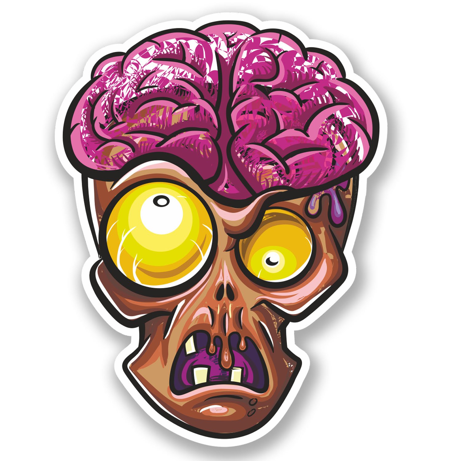 Destinationvinyl Boys Multi 2 X Zombie Head Vinyl Sticker Bike Laptop Helmet Bike Car Skate Brain #4642 (7.7Cm Wide X 10Cm Tall)
