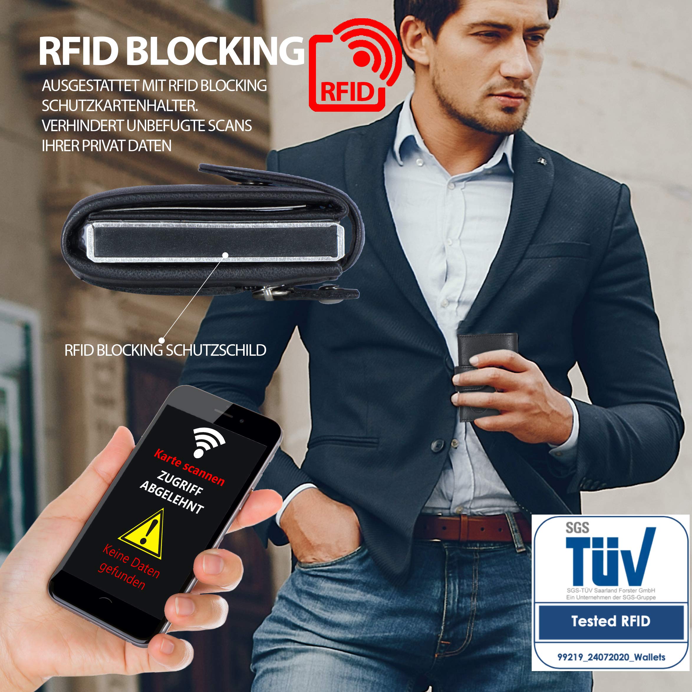 Kreditkartenetui Echtleder | Geldbörse mit RFID-Schutz | Wallet für 10 Karten | für Damen und Herren mit schöner Geschenkbox