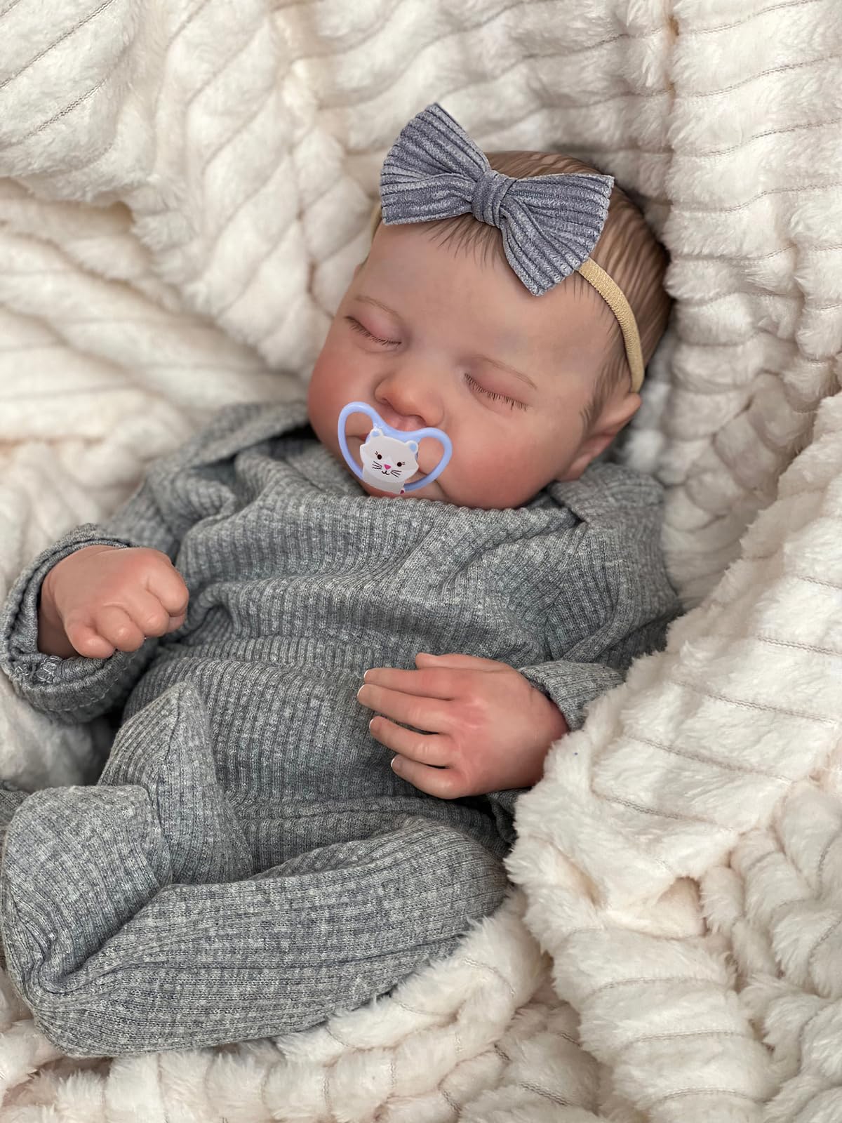 MineeQu 19 cali Premie Baby Doll Realistyczna odrodzona laleczka bobas Wykonana z silikonu winylu Pełne ciało Anatomicznie poprawne śpiące Nowonarodzone lalki Dziewczyna Wyglądają jak prawdziwe