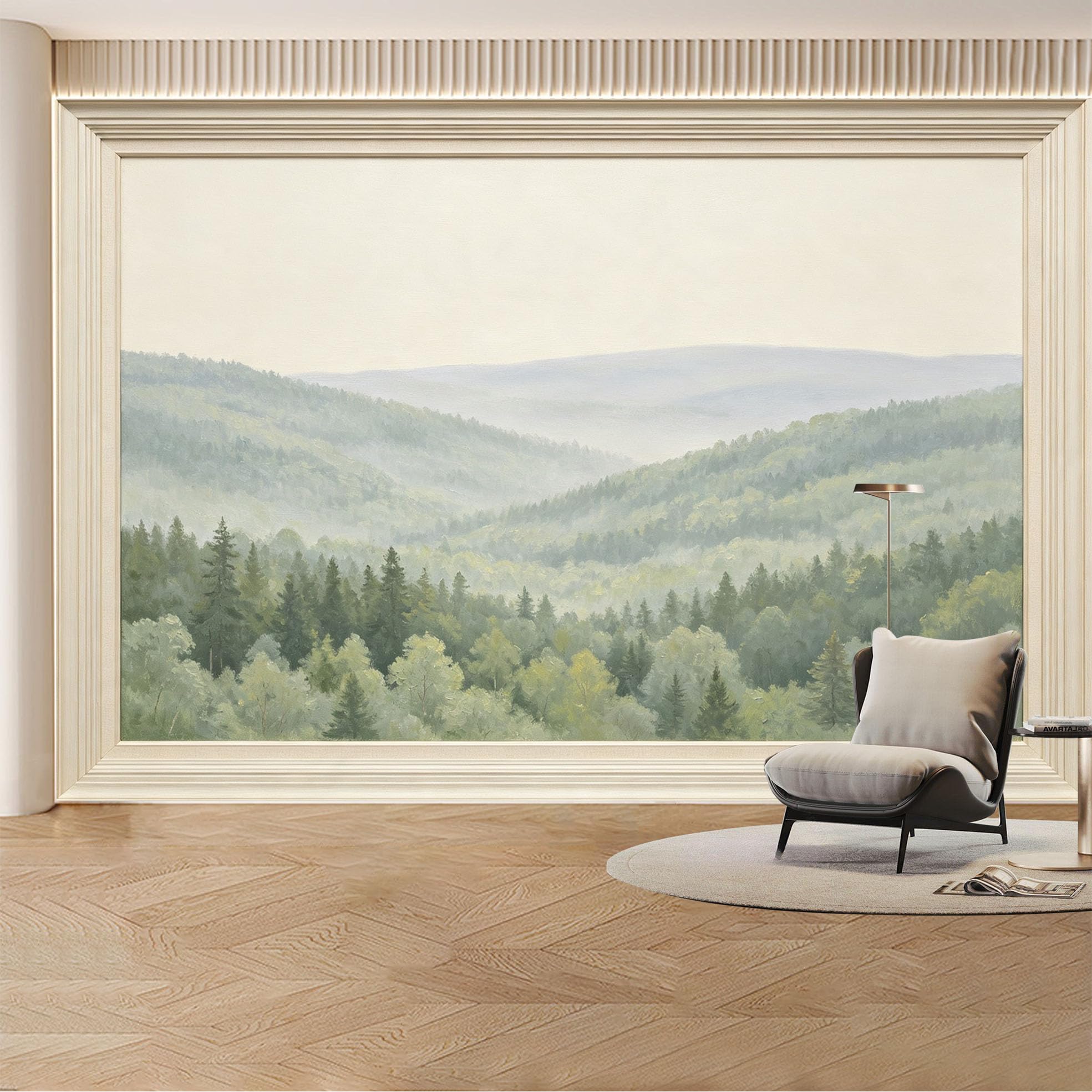 Custom Wall Mural Wallpaper Mountain Forest Landscape Nature Wall Decor Minimalist Misty Removable SelfAdhesive Large Photo for Living Room， Bedroom， Office