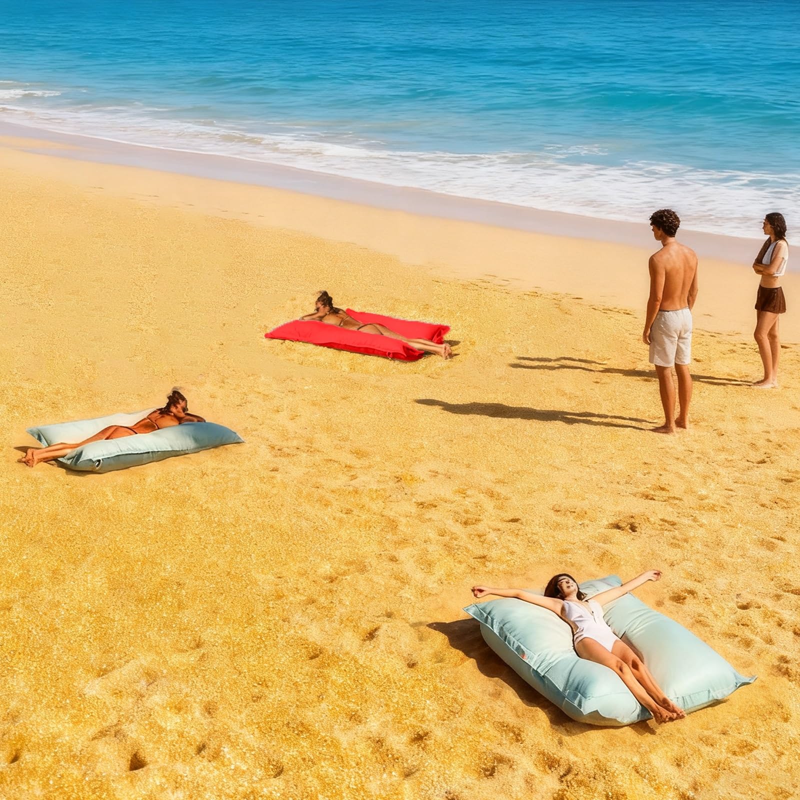 SXBCyan Impermeable Funda Sillón Puff Exteriores (sin Relleno), Oxford Funda Puff Rectangular por Niños y Adultos Resistente a UV Ideal para Jardín, Playa, Piscina(Orange Yellow,140x180cm)