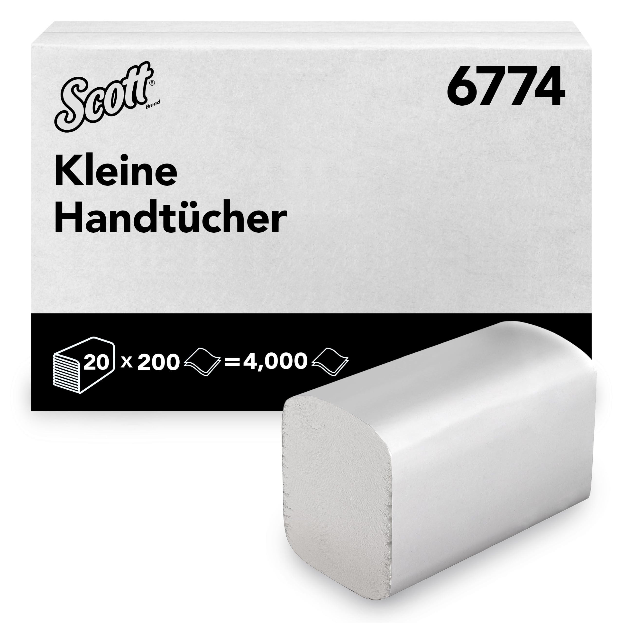 Scott weiße Papierhandtücher 6774, 2-lagig, Papierhandtuch, 20x200, V-Falz