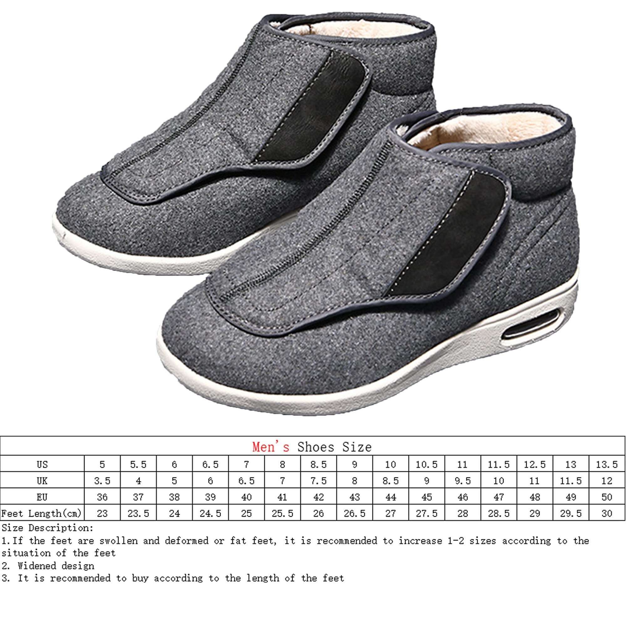 Zapatos para Diabéticos para Hombre Zapatillas Extra Anchas para Artritis Pies Hinchados Zapatillas Ajustables Transpirables Antideslizantes para Ancianos En Invierno