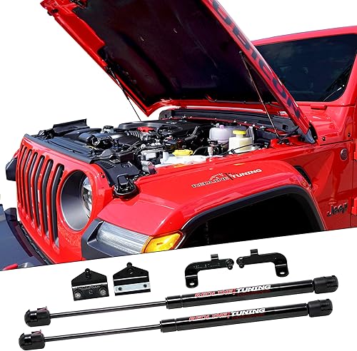 Redline Tuning 21-20003-02 Hood QuickLIFT Plus compatible con Jeep Wrangler JL 2018+ y compatible con Jeep Gladiator 2020+ (sistema atornillado,