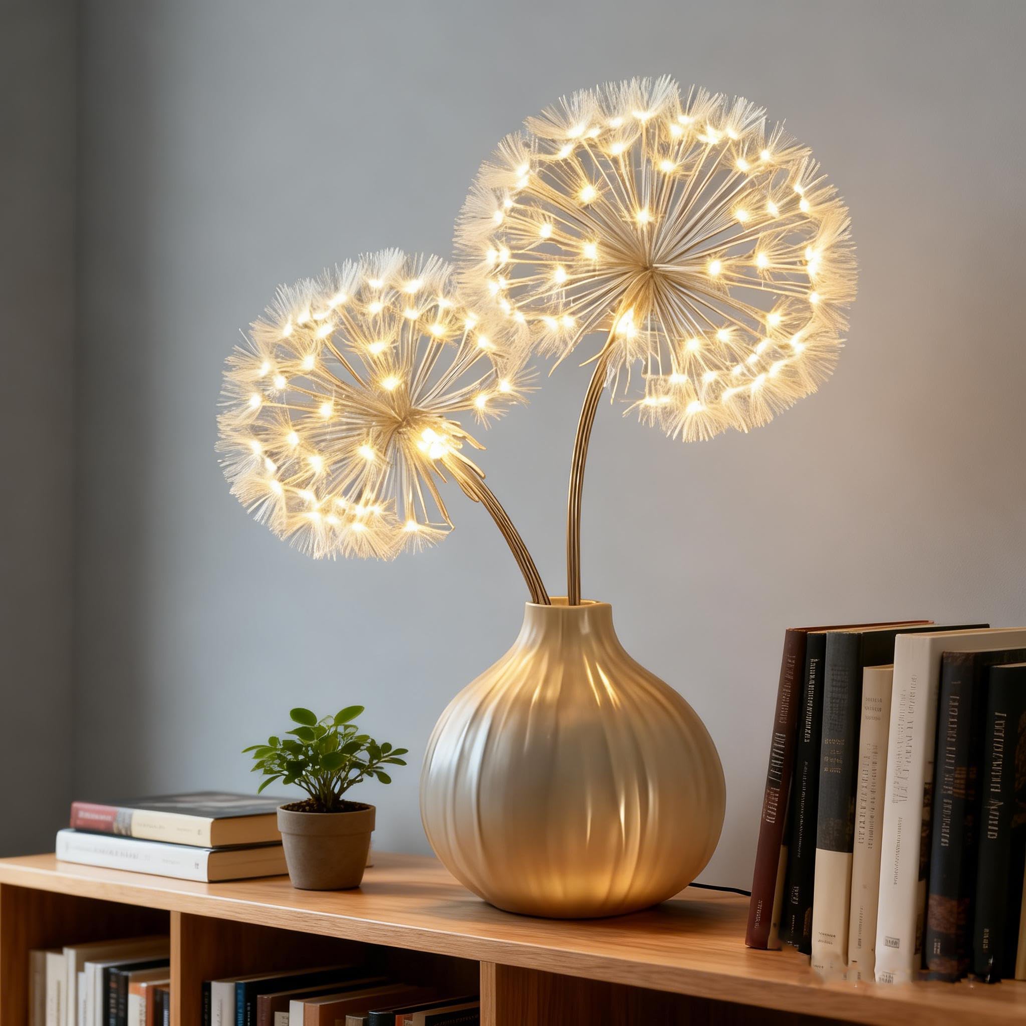Blissful Bright Dandelions, Dandelion Lamp, Artificial Dandelion Branches with Lights, for Room Fireplace Table Christmas Decor (#2pc) — view 7