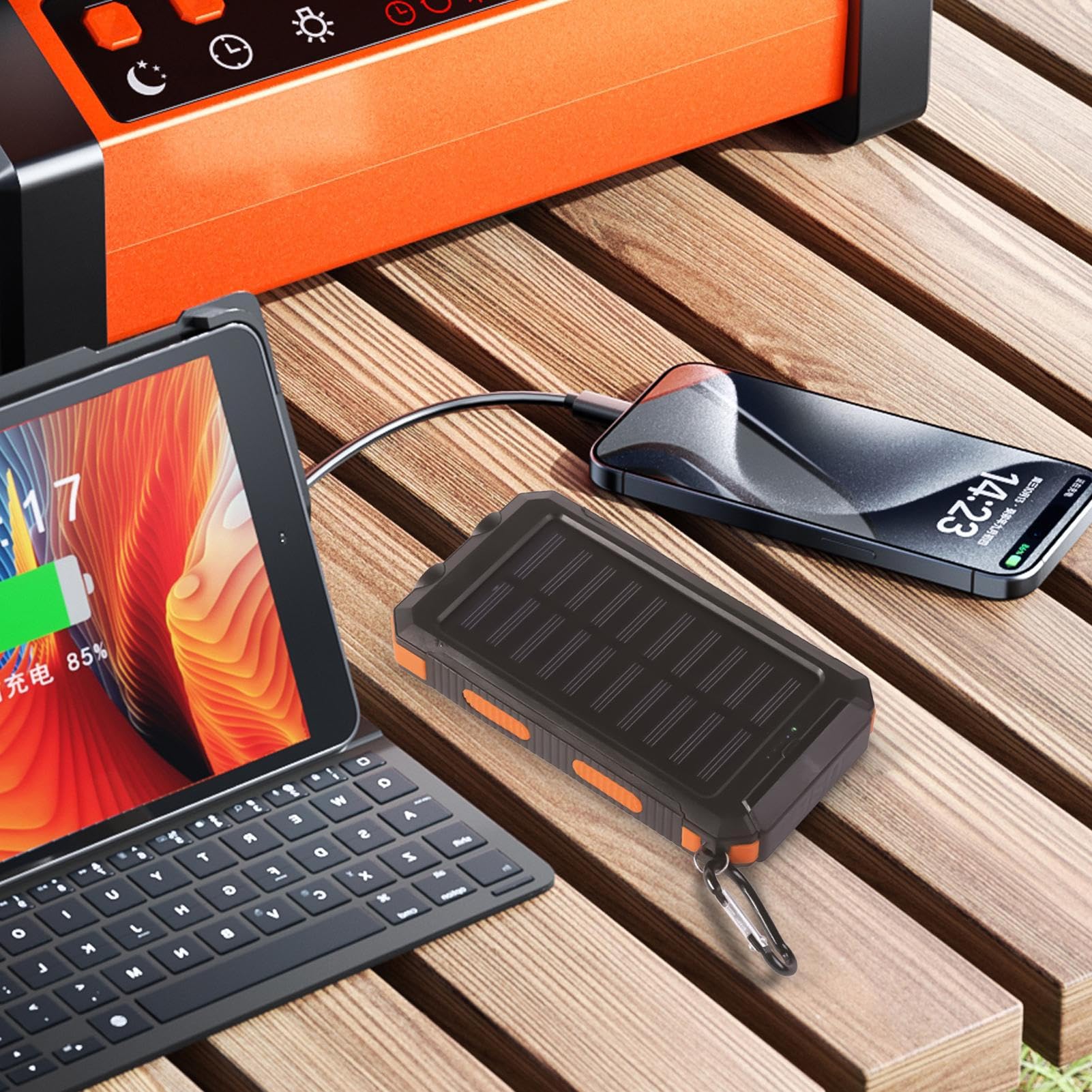 Batteria esterna solare - Power Bank 20000mAh wireless portatile | Ricarica rapida con la torcia, custodia impermeabile resistente alla polvere shock per campeggio escursionismo viaggio telefono