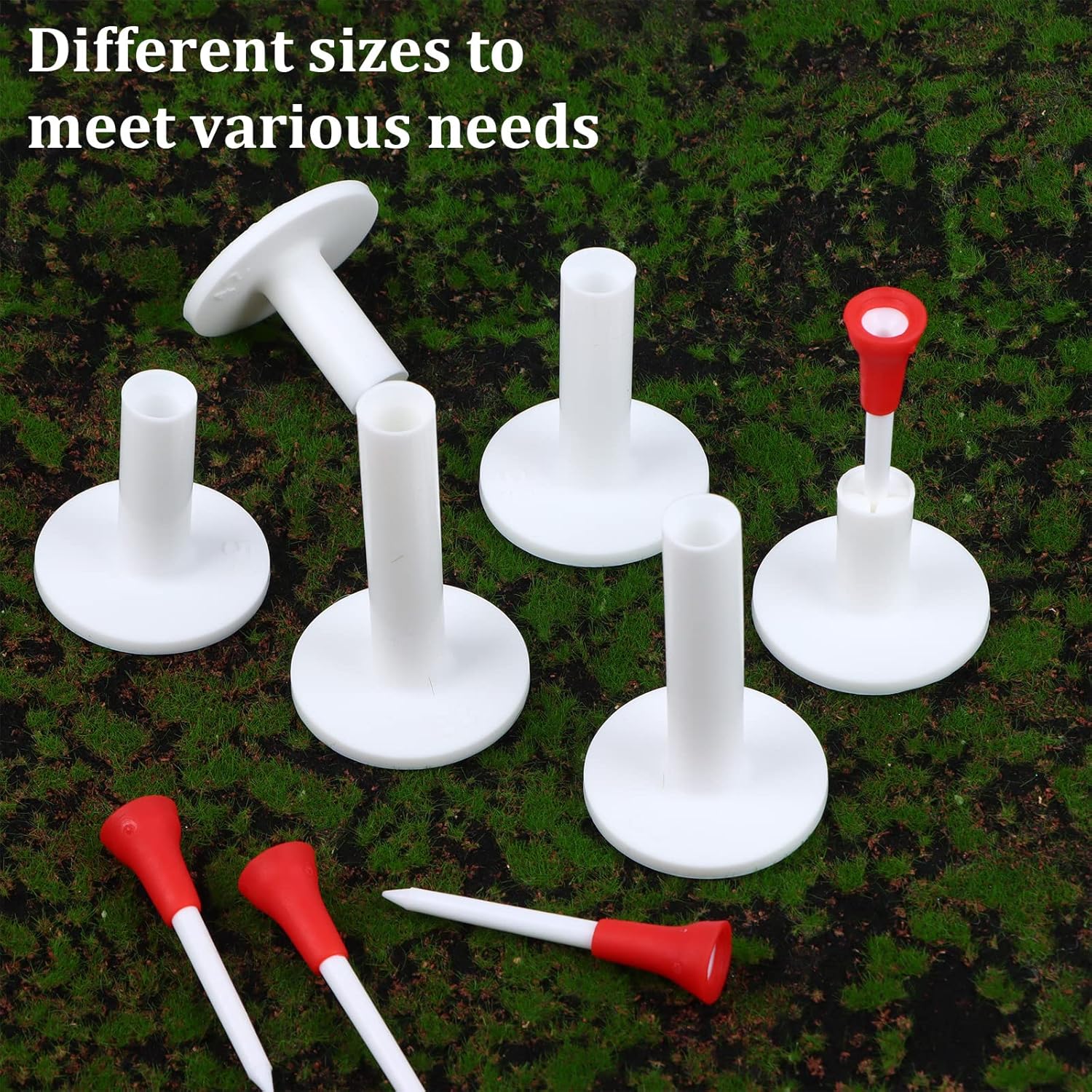 review Asany 12 Pieces Golf Rubber Tees Set Rubber Golf Tees Driving Range Golf Tees Holder with 6 Pieces Golf Tees for Driving Range Golf Practice Mat Indoor Outdoor Mixed Size