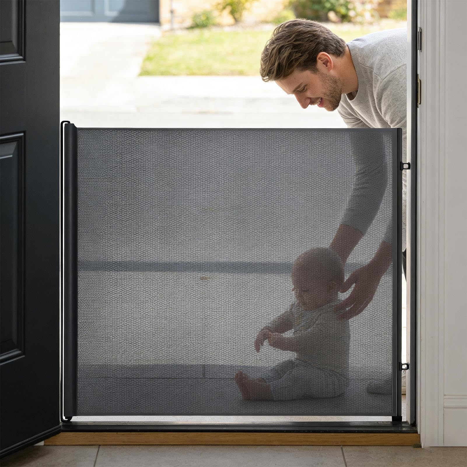Cancelli per Porte per Cani Recinzione Piccola Retrattile Senza | Recinzione per Cani a Rete Per Esterno, Corridoio, Ingresso, Scale, Garage, Cucina, Camera da ,