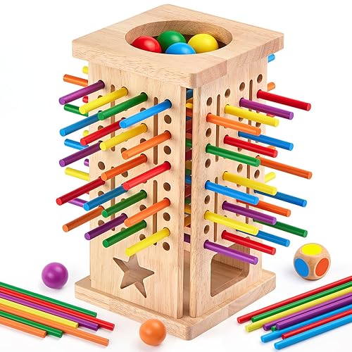 Montessori Wooden Board Games, 42 Colorful Sticks Math Learning Toys