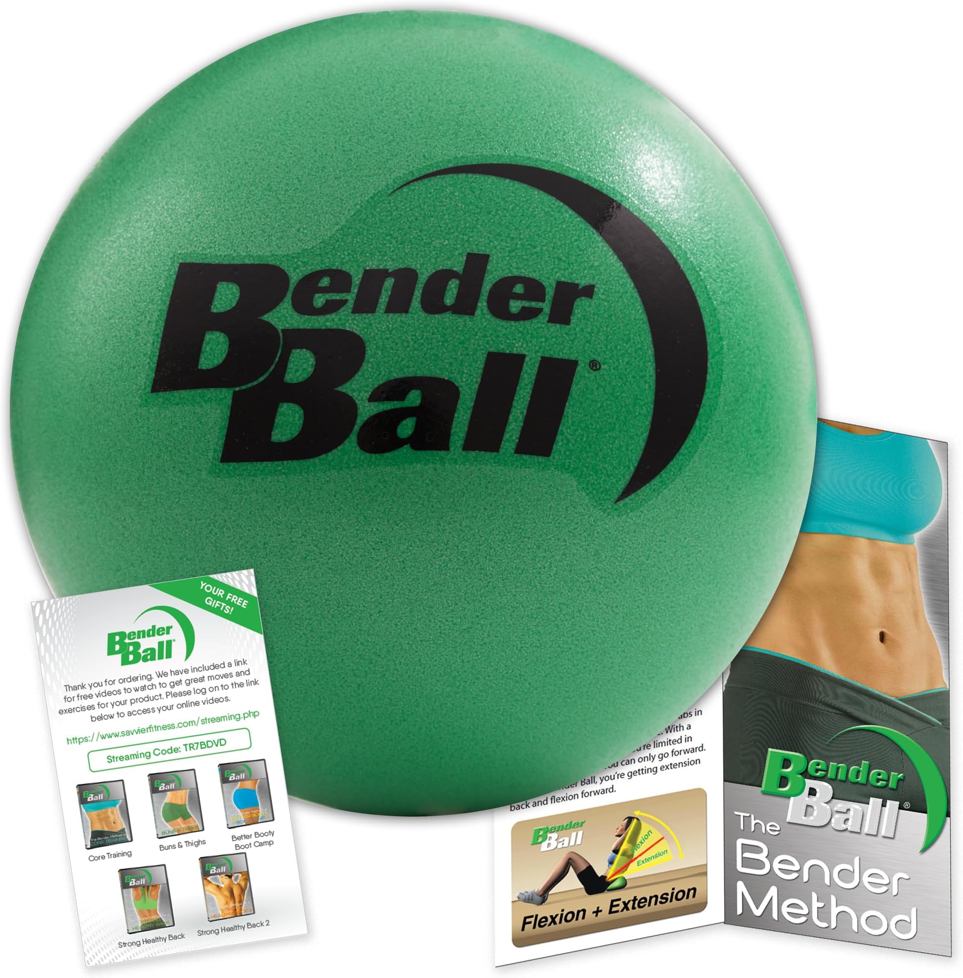 Bender Ball The Original 9 inch Pilates Ball for Abs, Core & Back, Core Training Ball, Small Crunch Exercise Ball, Includes 5 Streaming Videos + Core Training/Bun & Thighs DVD or Without DVD