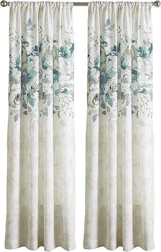 CHF Cortina para ventana, con diseño floral, de pintura de acuarela