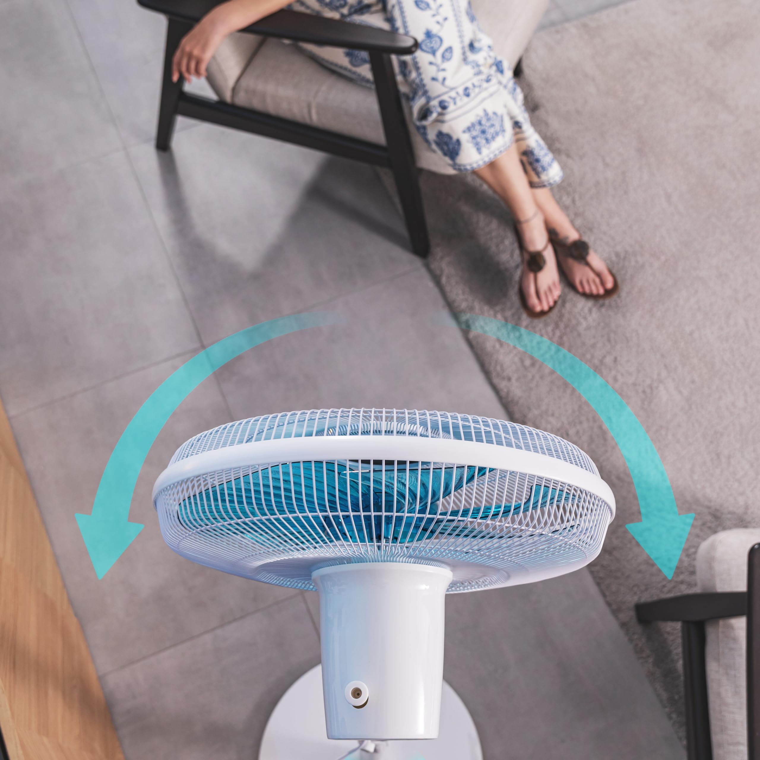 Cecotec - Ventilateur sur Pied EnergySilence 610 Max Flow - 70 W, Diamètre 30 cm, 7 Pales, 4 Vitesses et Minuterie Jusqu'à 2 Heures, Oscillation Automatique à 90º, Hauteur Réglable