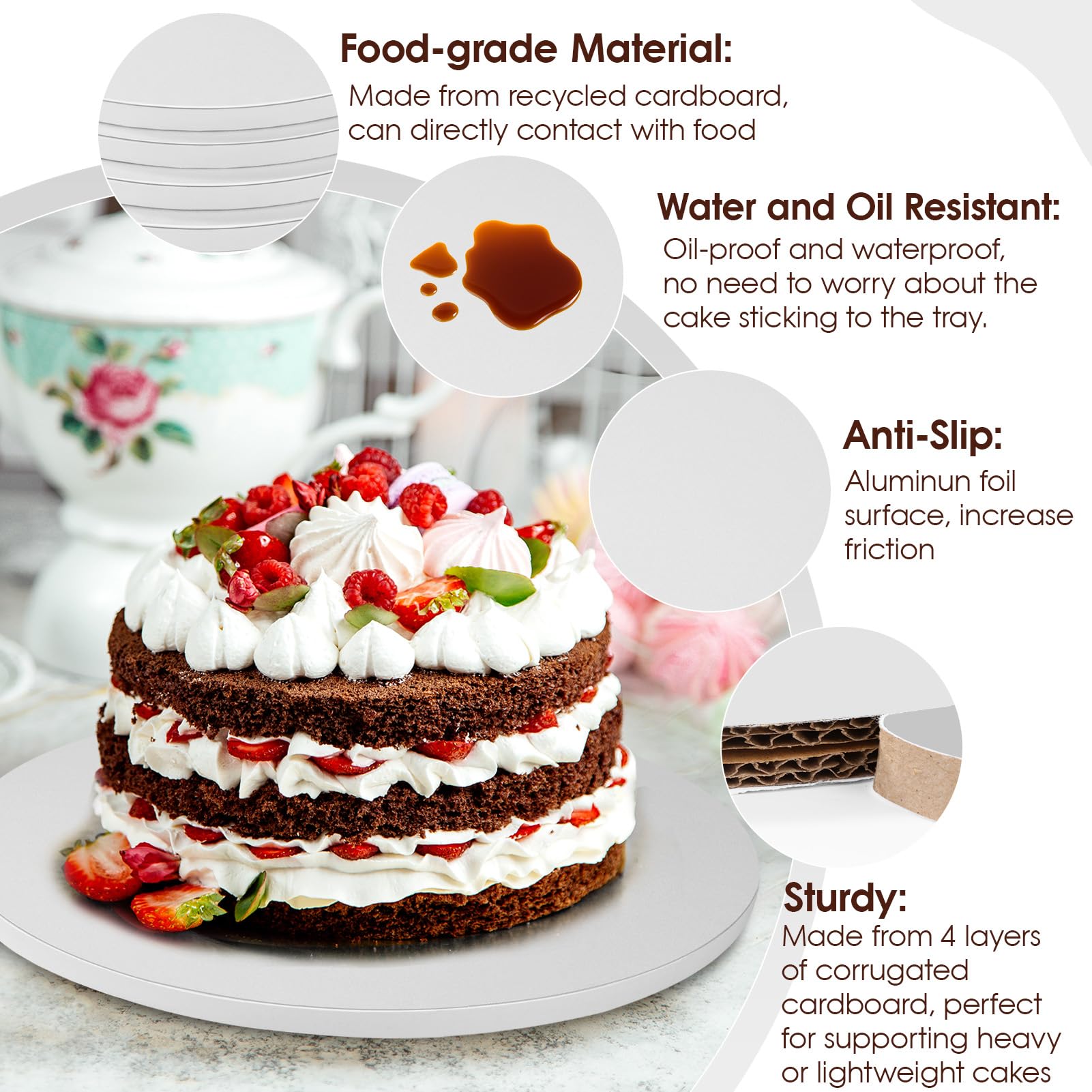 5 Stück Tortenplatten 30cm - Wiederverwendbare Cake Boards Für Kuchen & Desserts