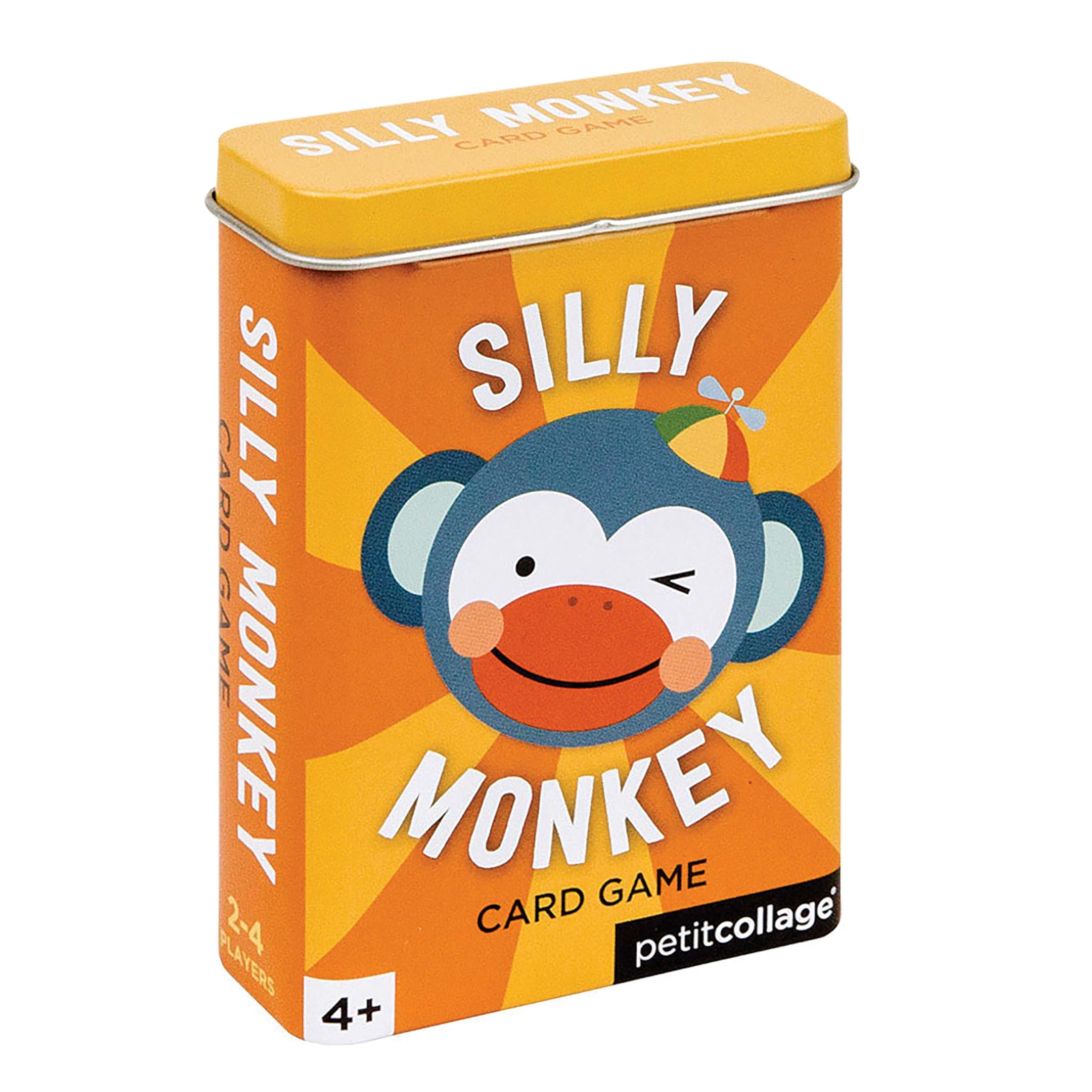 Petit Collage Silly Monkey Kids Card Game - Exciting and Colorful Family Game with Sturdy Storage Tin Included - Easy to Play - Perfect Travel Game for Kids - 2-4 Players, Ages 4+