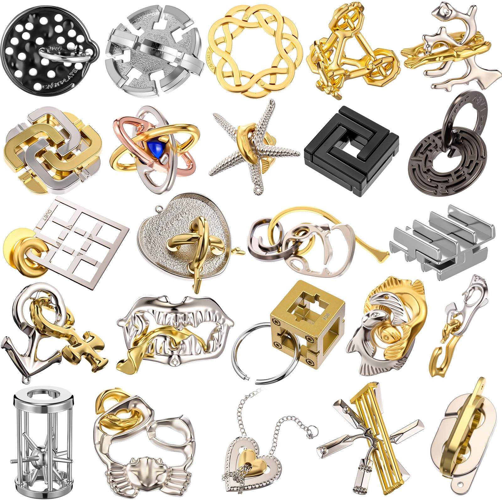 Amazon.com: Yilloog 24 Pcs Metal Brain Teaser Puzzles Assortment