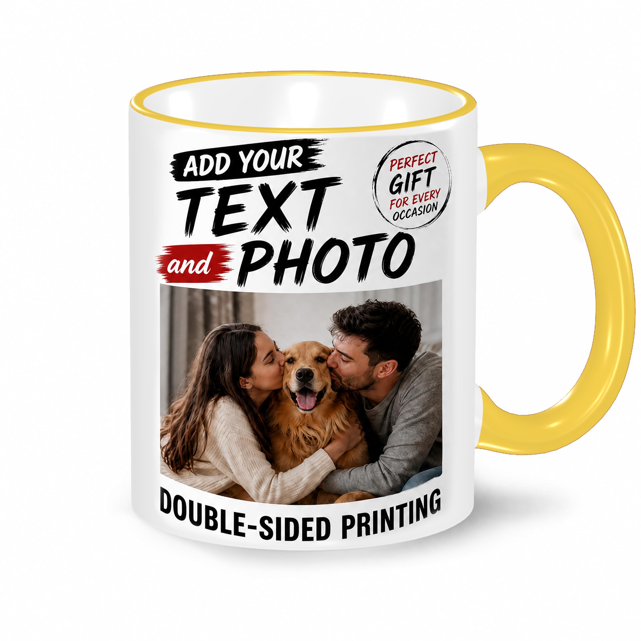 CMLONGQIA Custom Mug with Photo Text Logo Personalised Coffee Mug 11Oz Double Side Customised Present for Friends Family Birthday