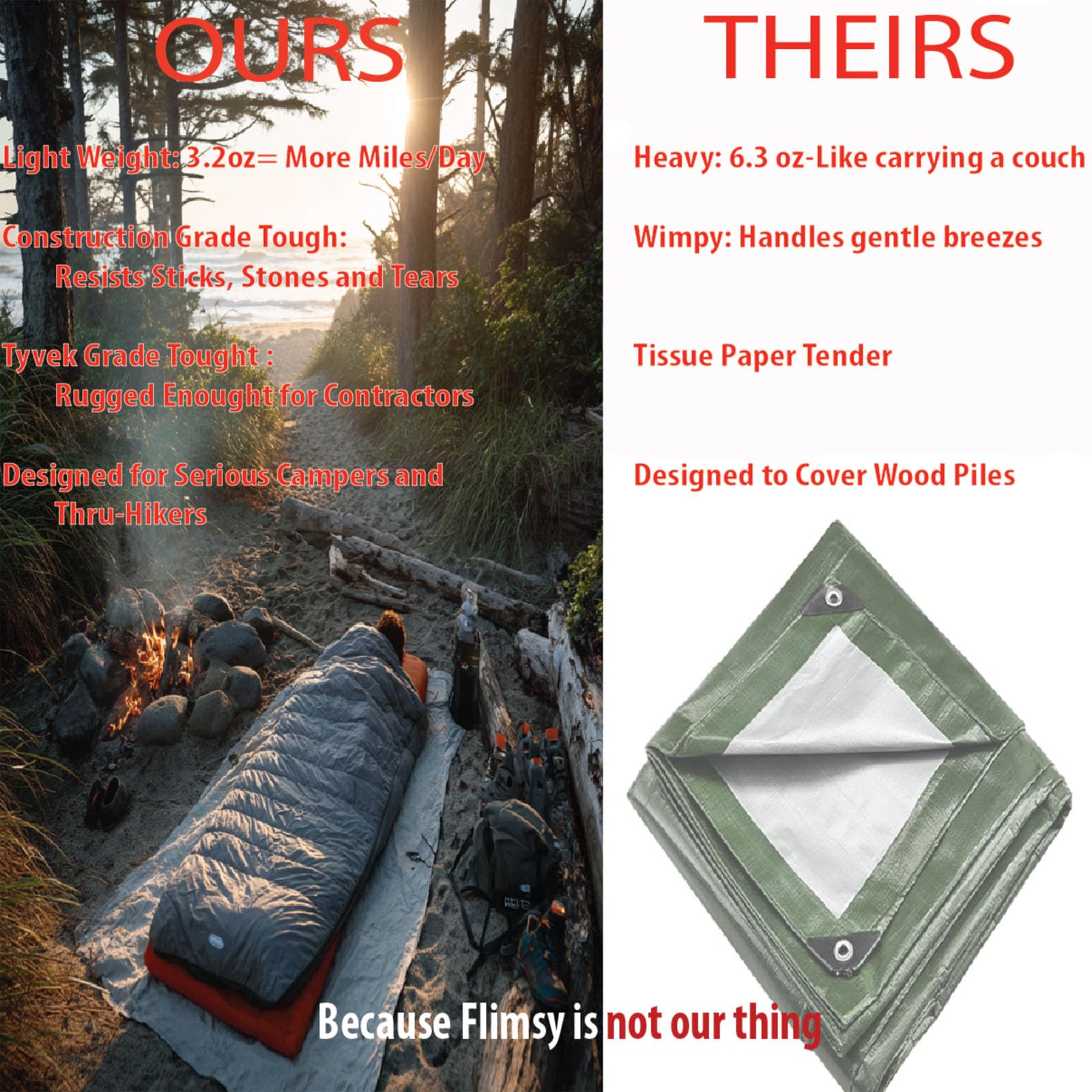 Amazon.com: Ultralight Camping Tarp, Backpacking Tarp, Tyvek Sheet