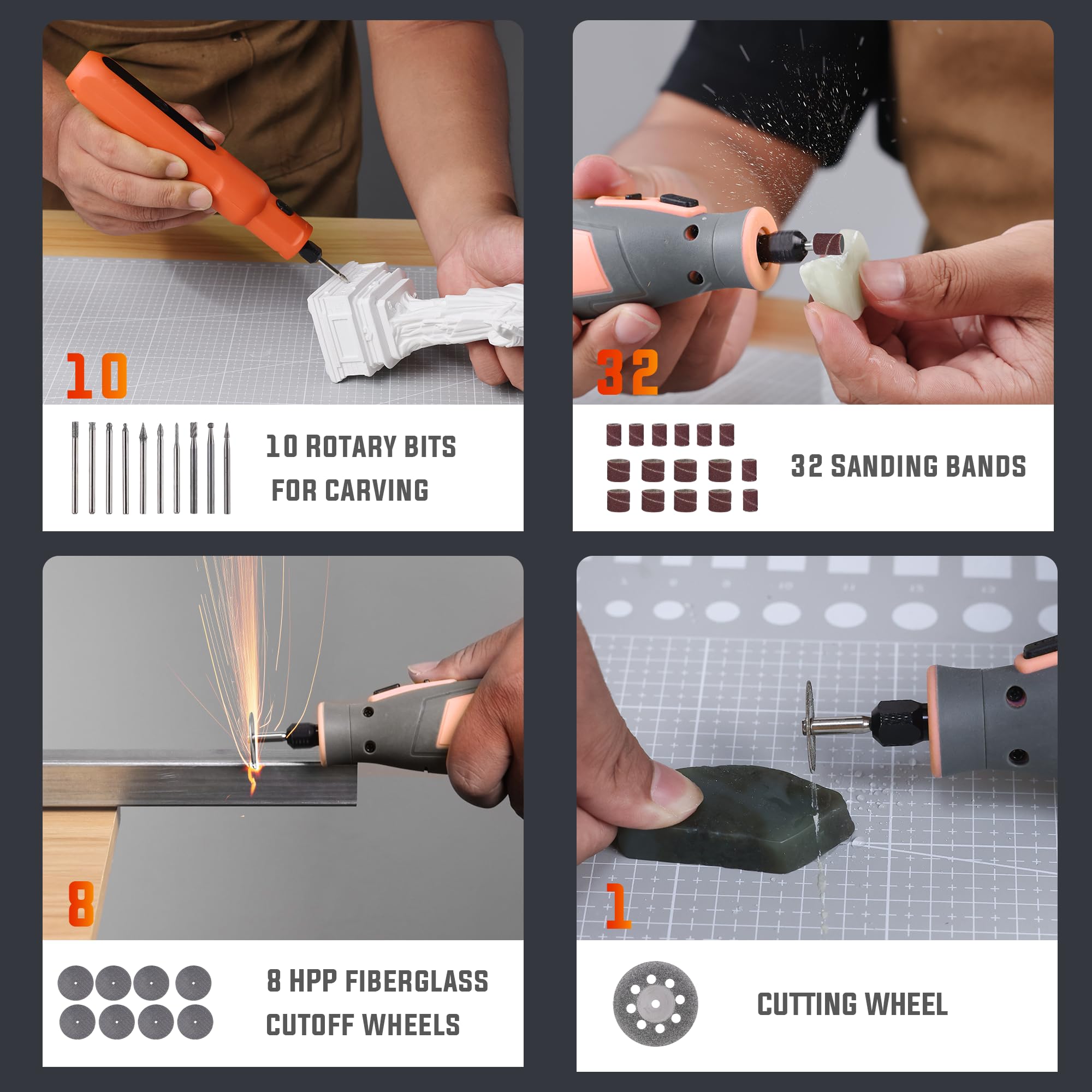 Katerk 420PCS Rotary Tool Accessories Kit Universal Drill Bit Tool Set Fits Dremel Rotary Tool 1/8" Shanks for Easy Cutting Sanding - Image 4