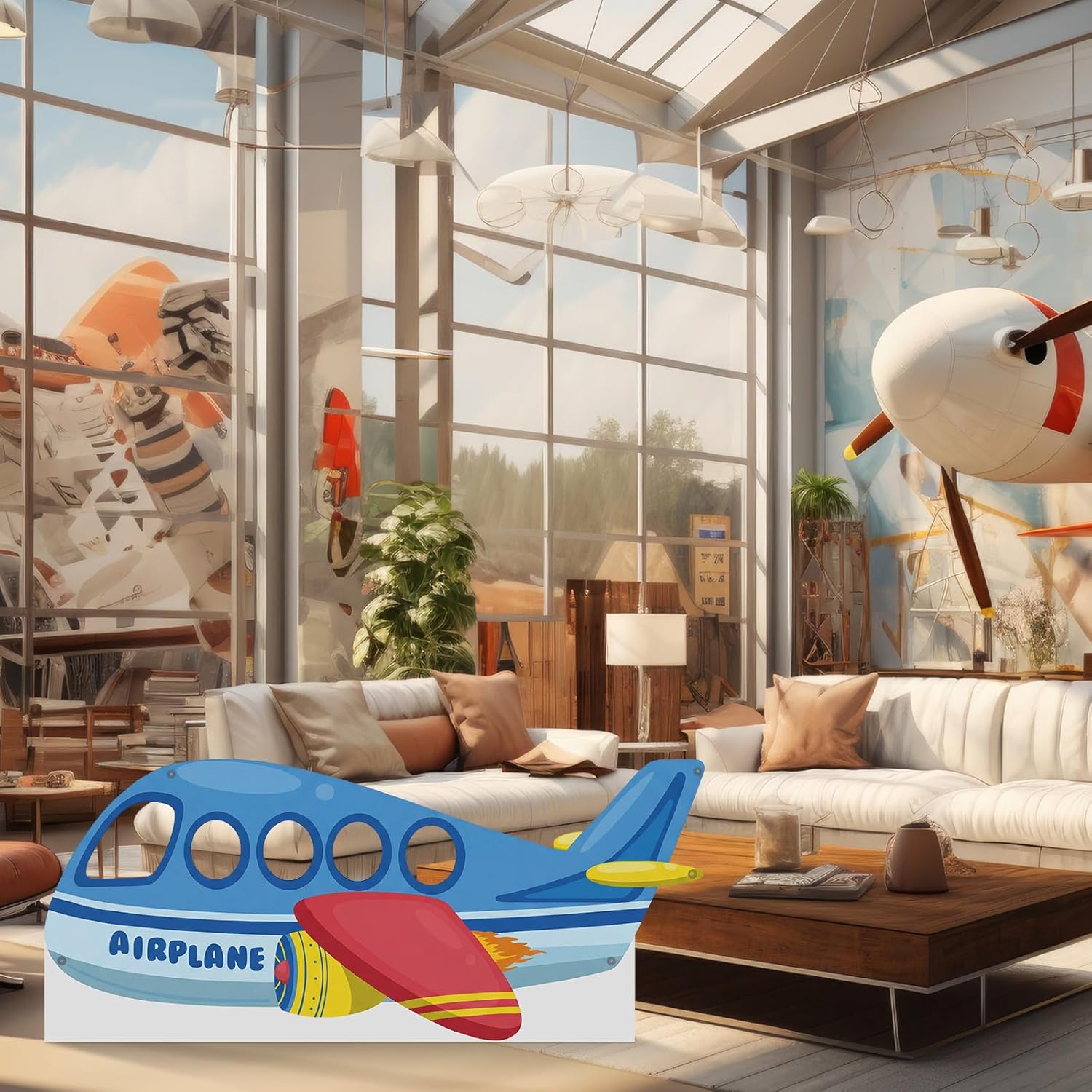Chumia Airplane Cardboard Cutout Stand up Airplane Party Decorations Aircraft Life Size Photo Booth Props Large Background for Helicopter Themed Birthday Party Supplies