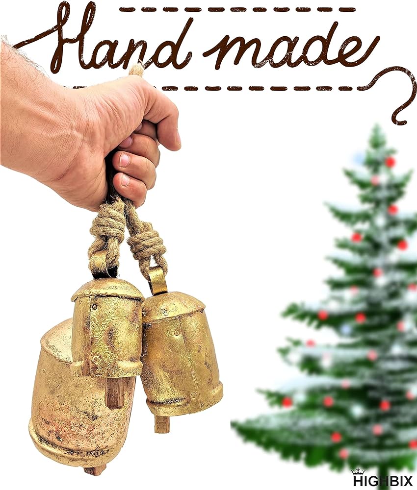 BELLUXE Set Of 5 Harmony Cow Bells Vintage Handmade Rustic Lucky Chr