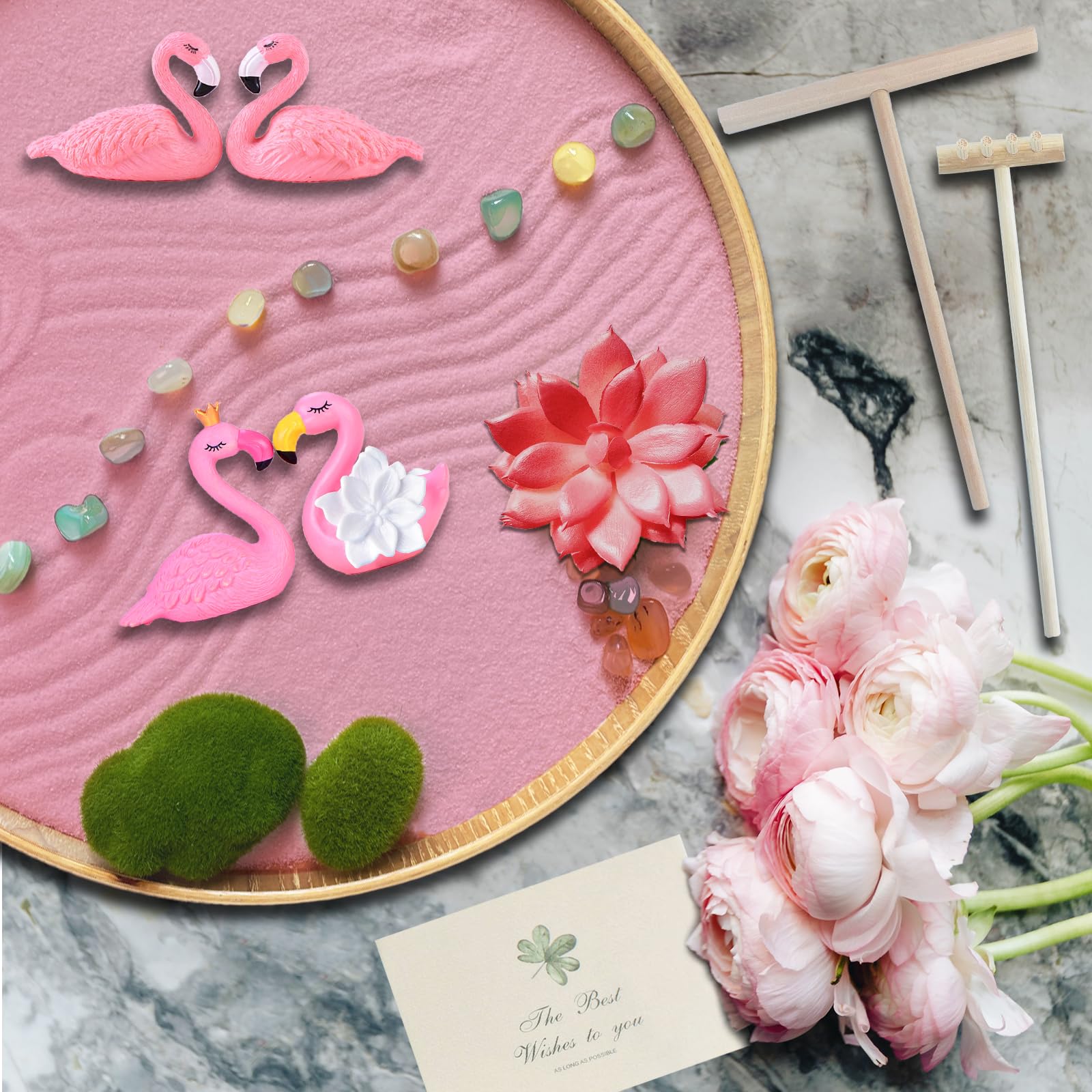 Amazon.com: Threeheng Flamingo Zen Garden for Desk - Pink Flamingo