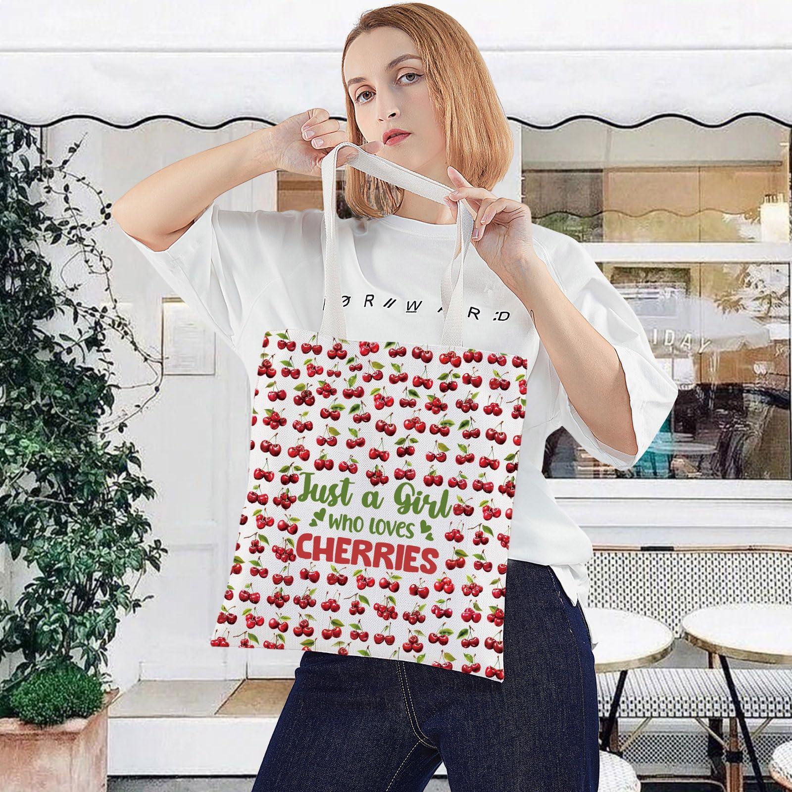LEVLO Funny Cherry Cosmetic Bag Fruit Lover Gift Just A Girl Who Loves Cherries Makeup Zipper Pouch Bag Cherry Lover Gift for Women Girls Loves Cherries TG - Image 4