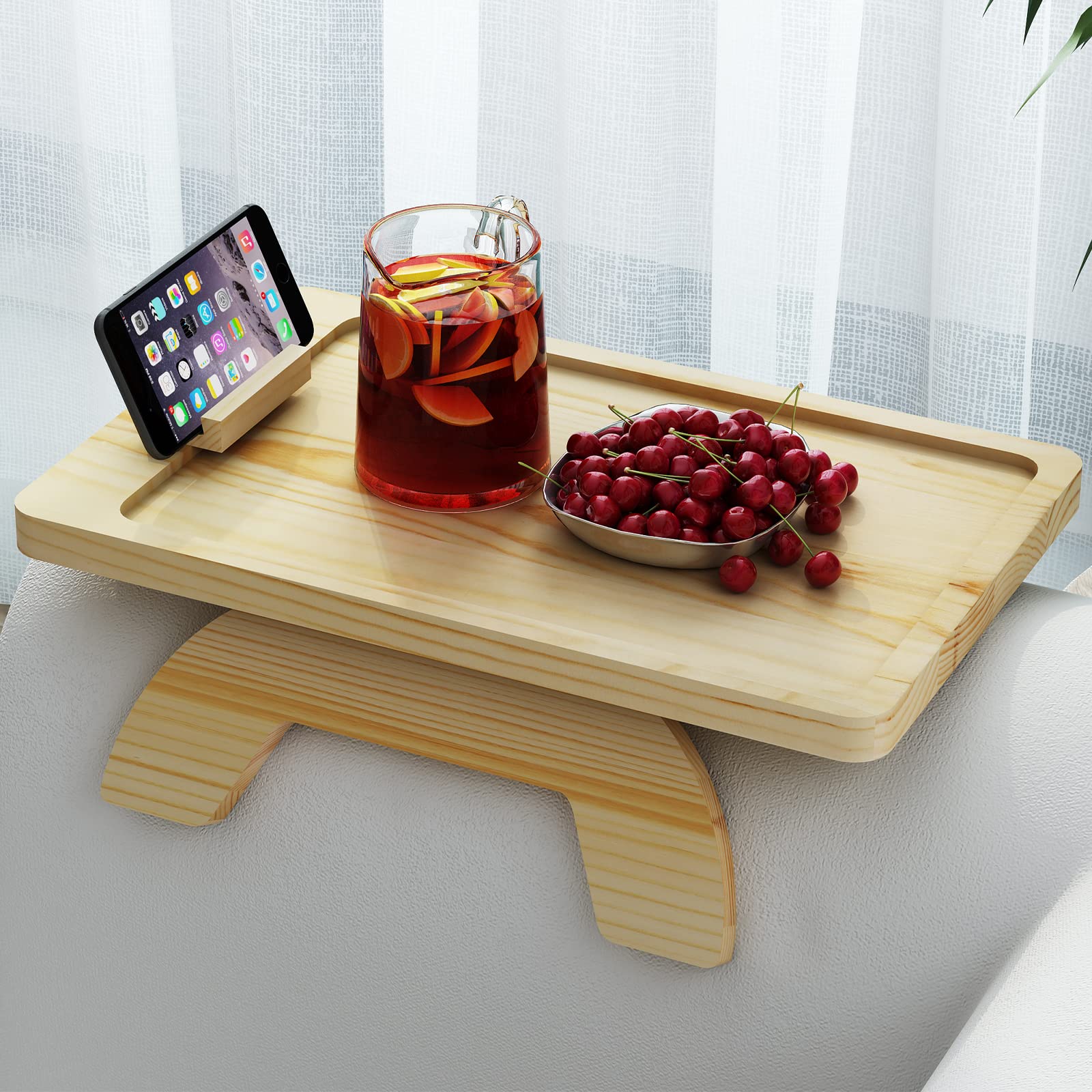 Buy Bamboo Sofa Arm Tray Table Clip on Couch Arm Table with 360